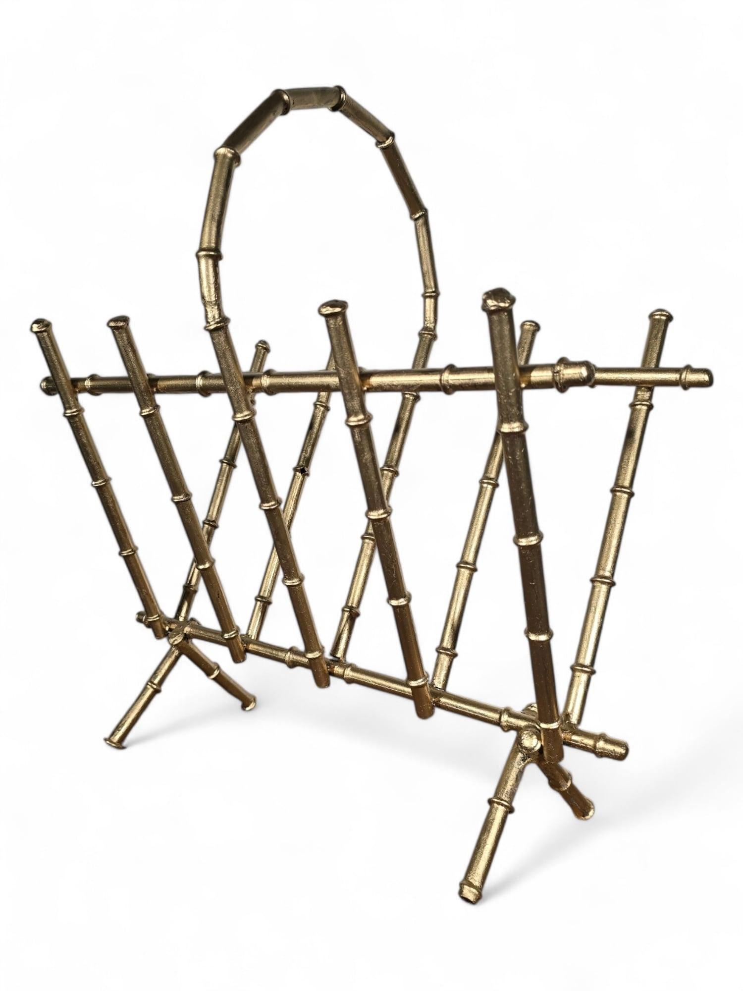 Portariviste in bronzo dorato degli anni '50 - Bamboo Design in vendita 6