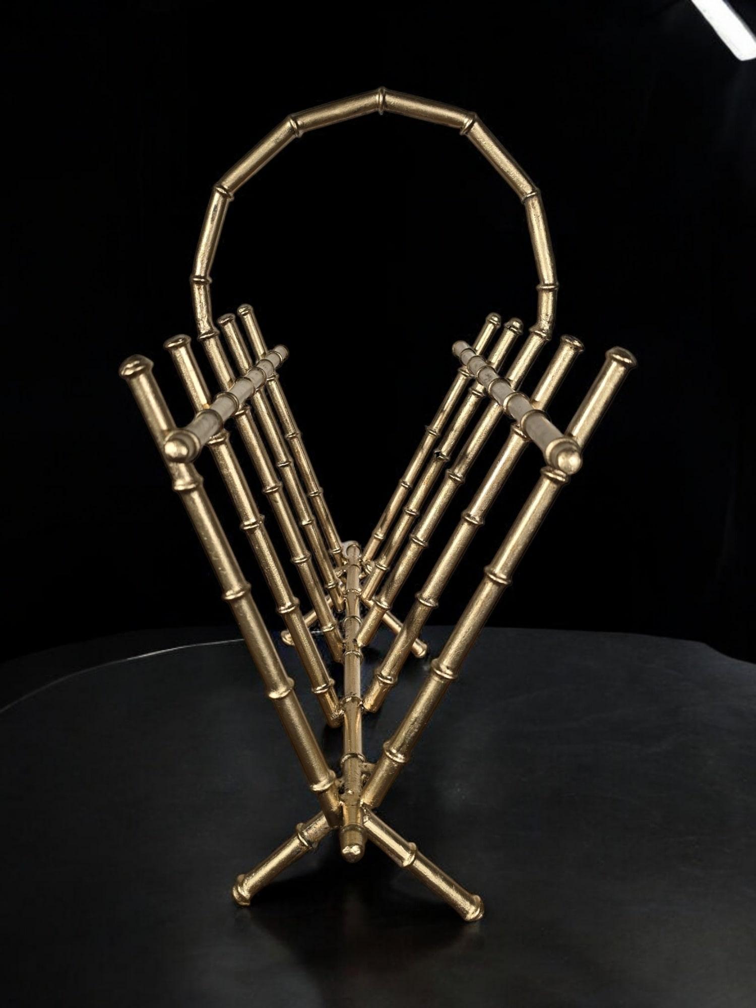 Portariviste in bronzo dorato degli anni '50 - Bamboo Design In condizioni buone in vendita a Madrid, ES