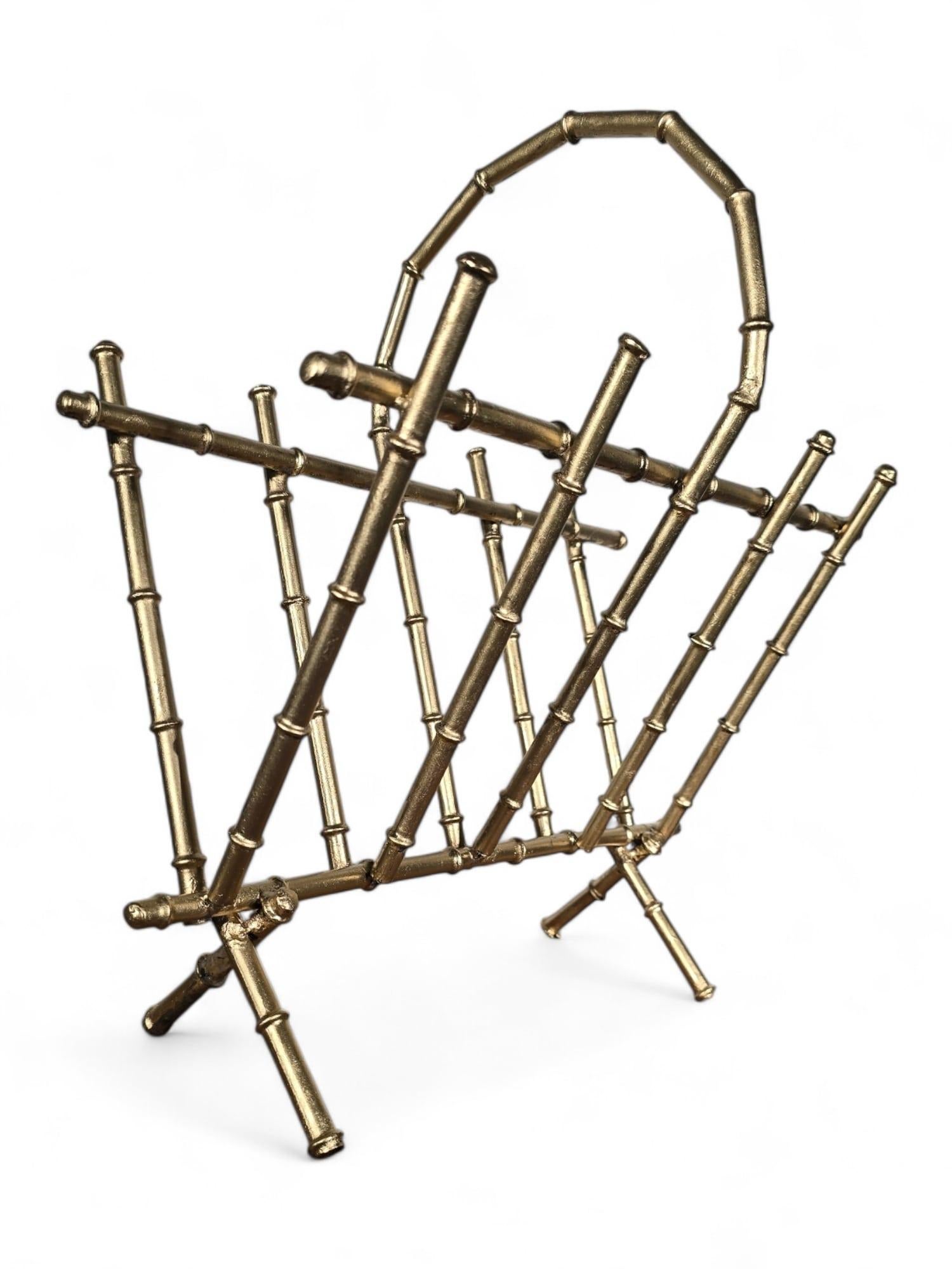 Bronzo Portariviste in bronzo dorato degli anni '50 - Bamboo Design in vendita