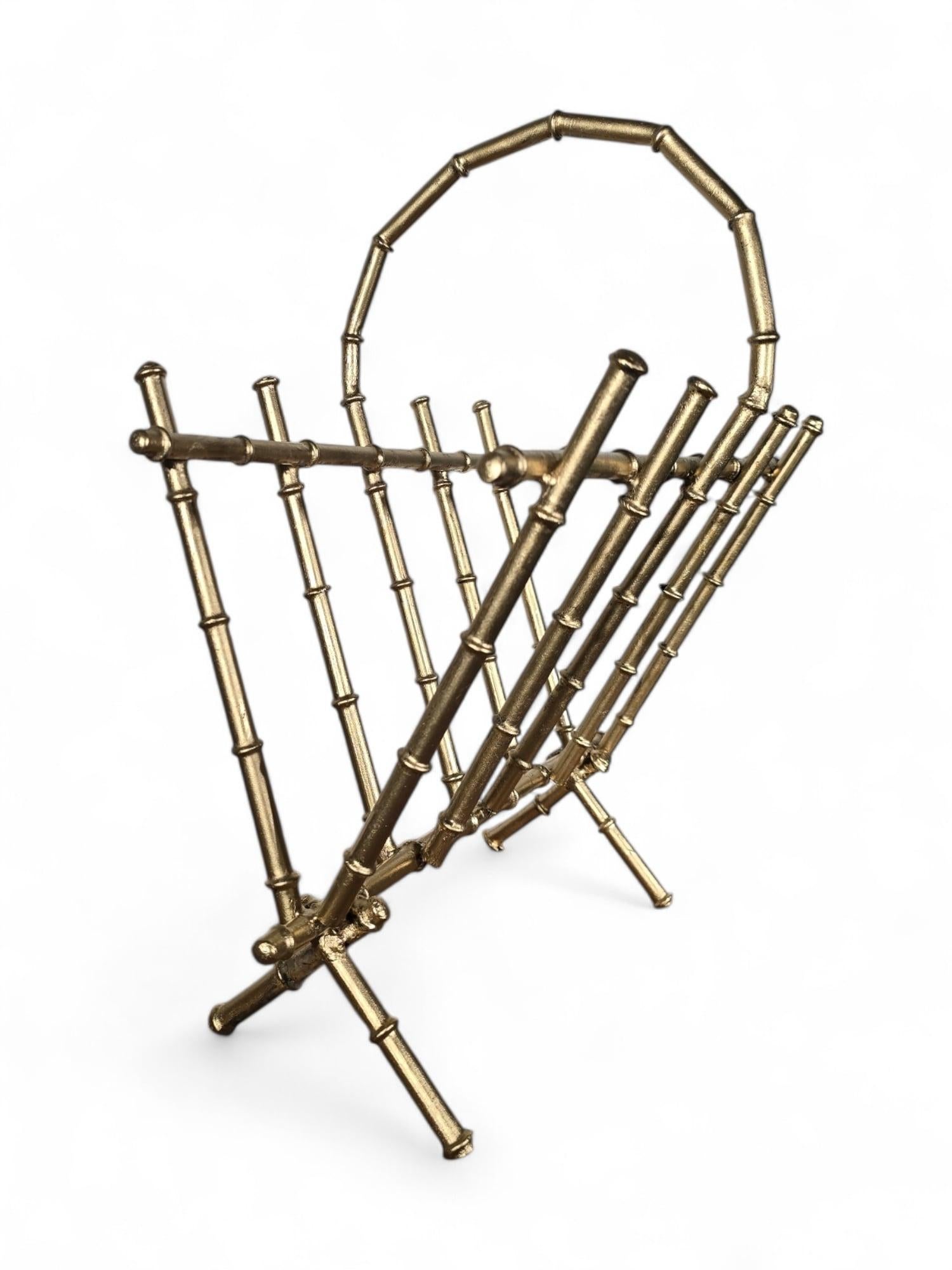 Portariviste in bronzo dorato degli anni '50 - Bamboo Design in vendita 2
