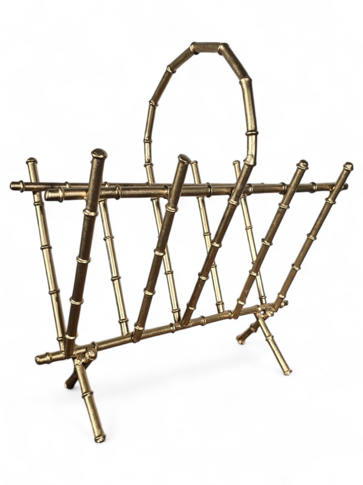 Portariviste in bronzo dorato degli anni '50 - Bamboo Design in vendita 3