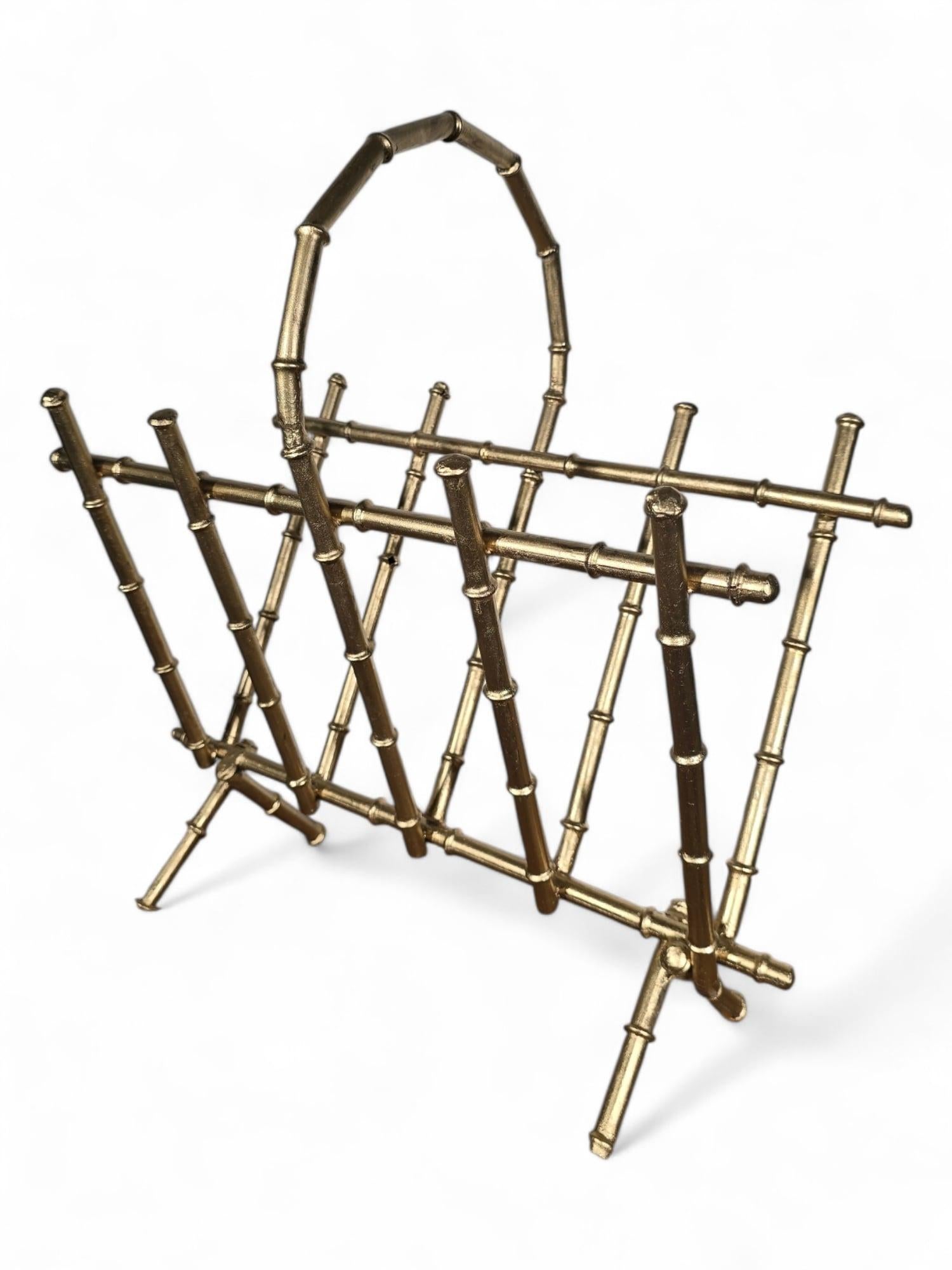 Portariviste in bronzo dorato degli anni '50 - Bamboo Design in vendita 4