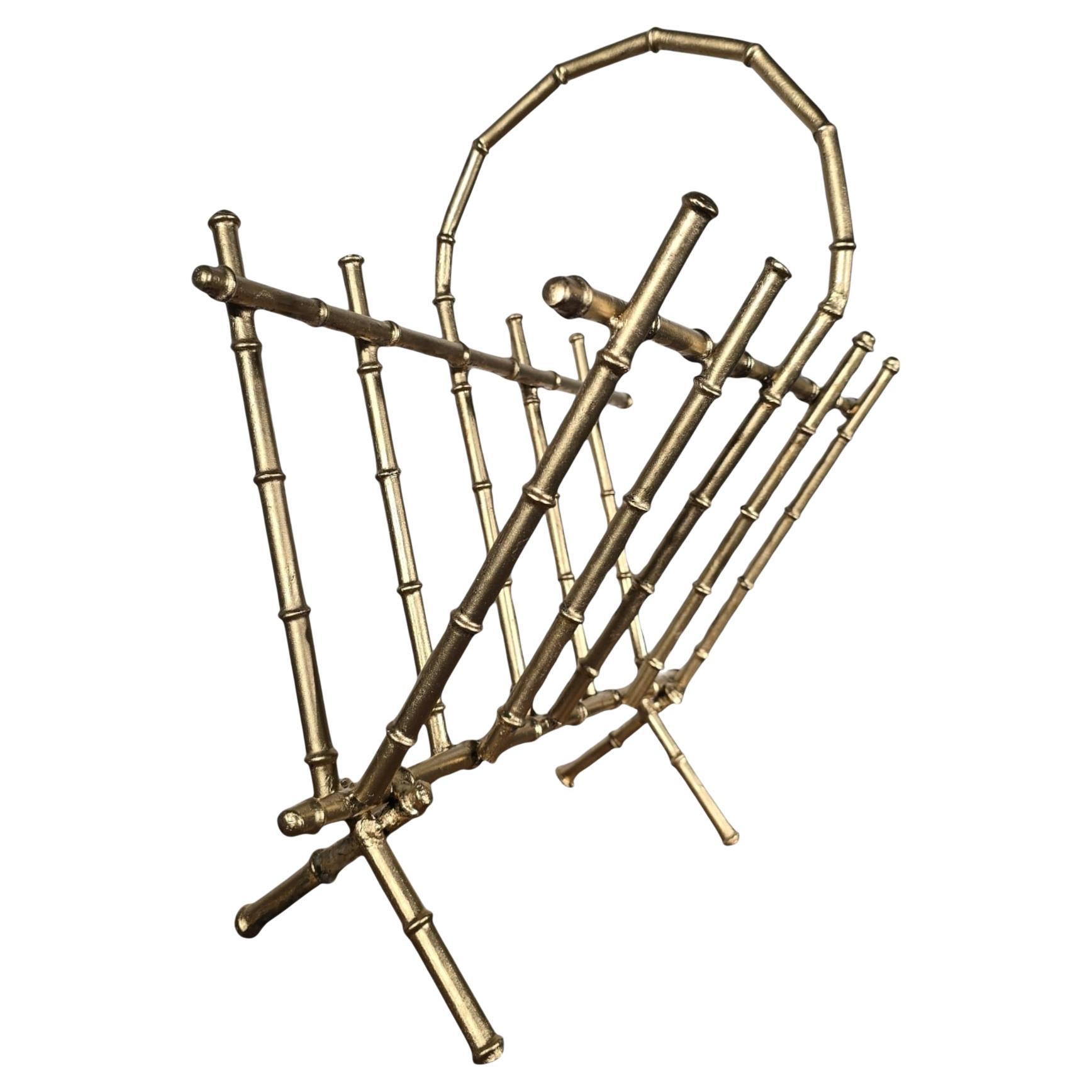 Porte-revues des années 1950 en bronze doré - Bamboo Design/One