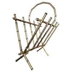 1950s Gilded Bronze Magazine Rack – Bamboo Design