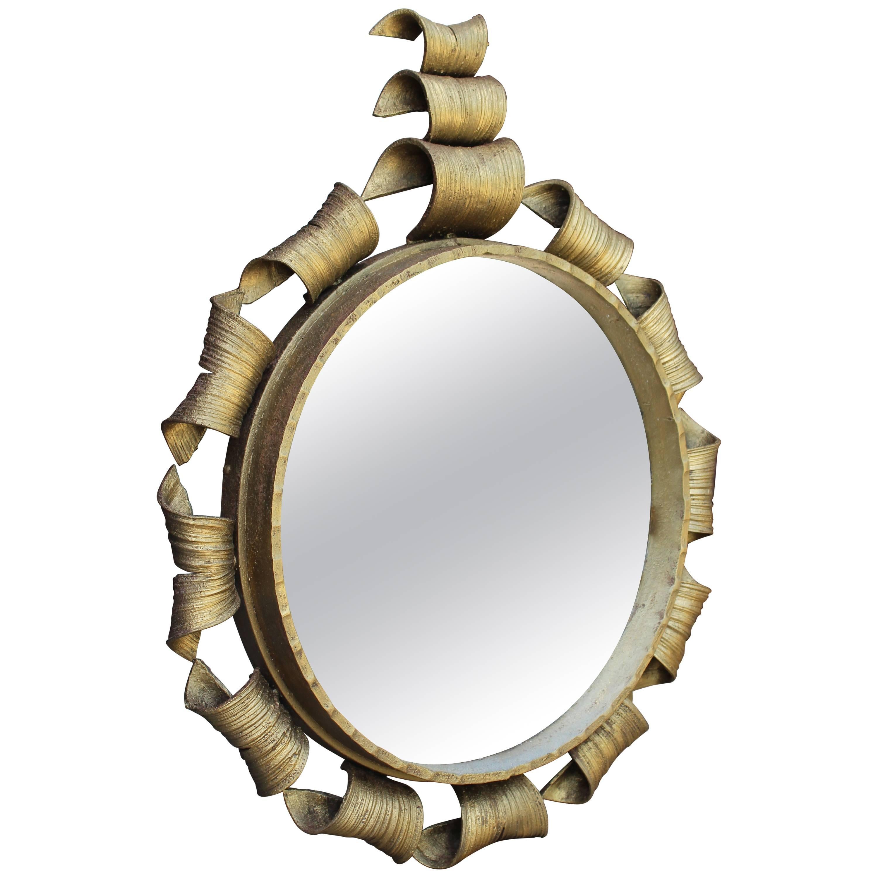 1950s Gilded Forged Iron Mirror