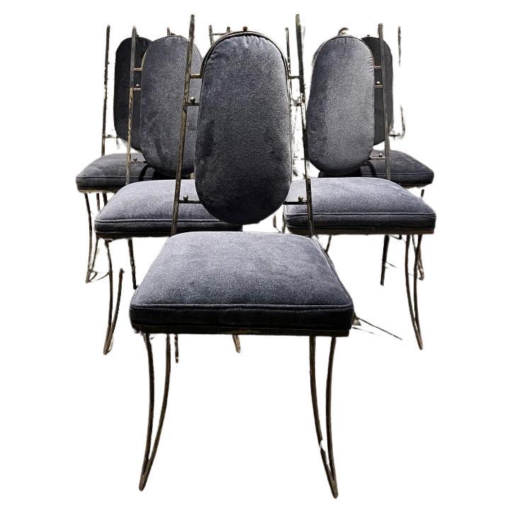 1950s Arturo Pani Gilded Iron Six Dining Chairs Mexico City  For Sale