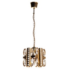 Retro 1950's Gilt Brass and Crystal Glass Pendant by Palwa
