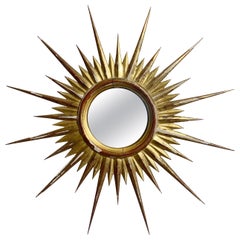 1950'S Gilt Convex Sunburst Mirror