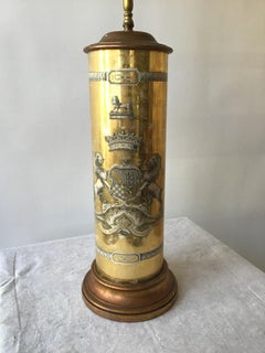 1950s Gilt Decoupage Italian Lion Crest Lamp