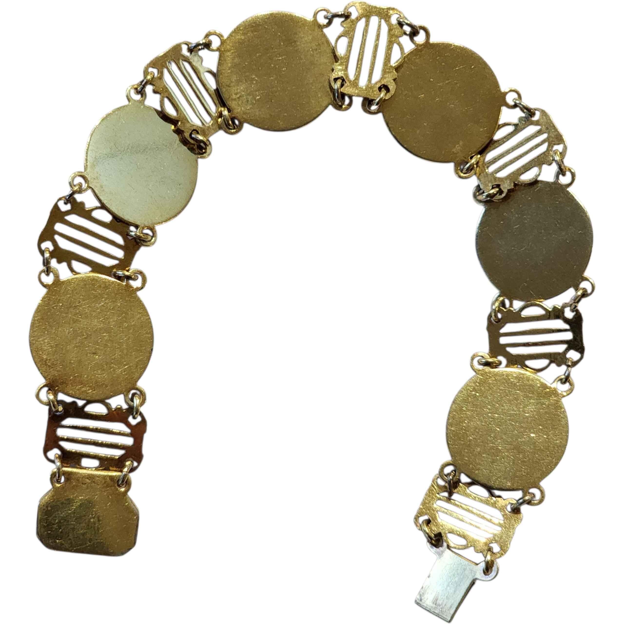 Pulsera de filigrana dorada de los años 50 con grandes piedras Rivoli de cristal amatista en Bueno estado para la venta en Milford, DE