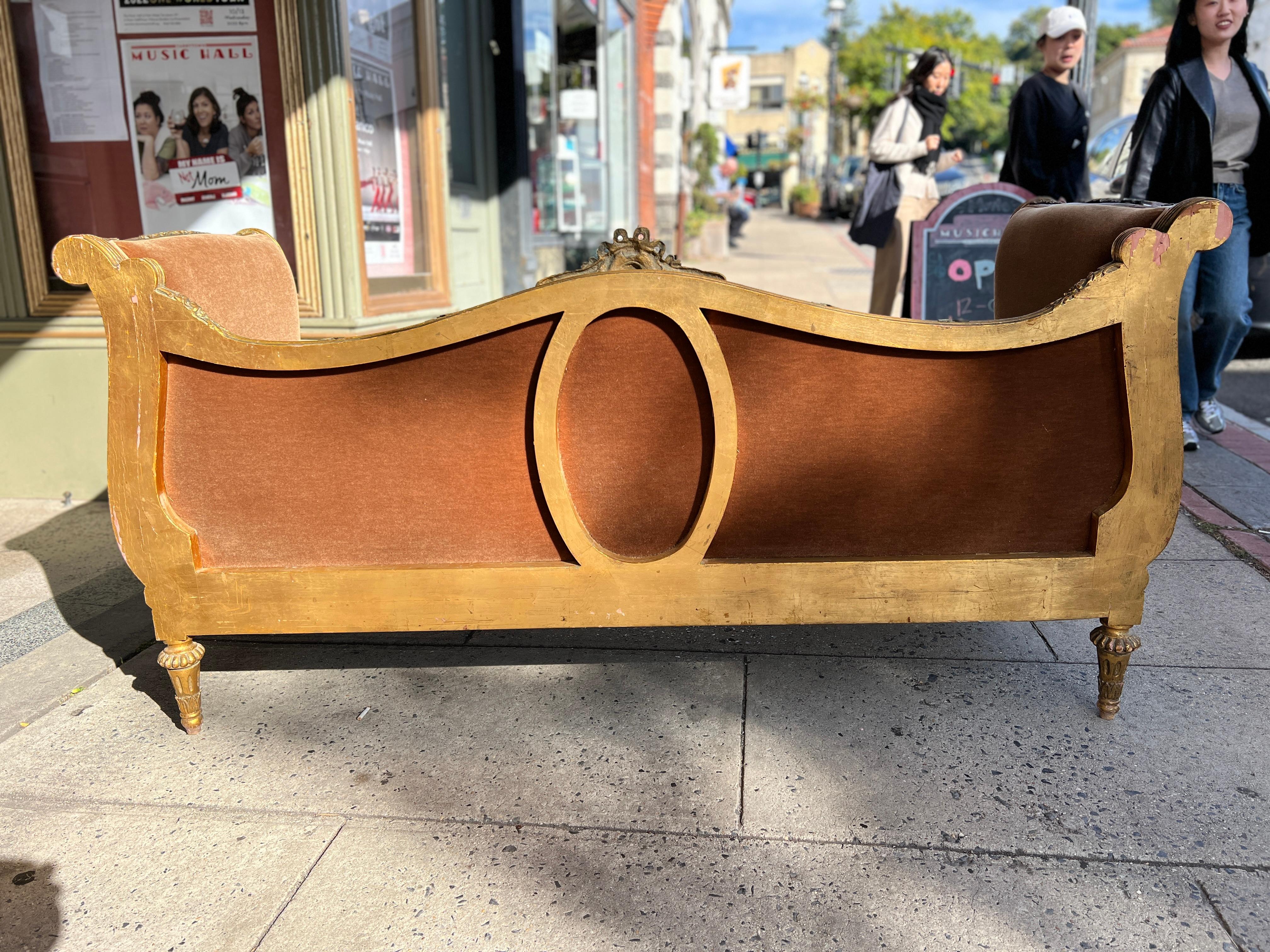 1950s Gilt French Couch in Mohair For Sale 13