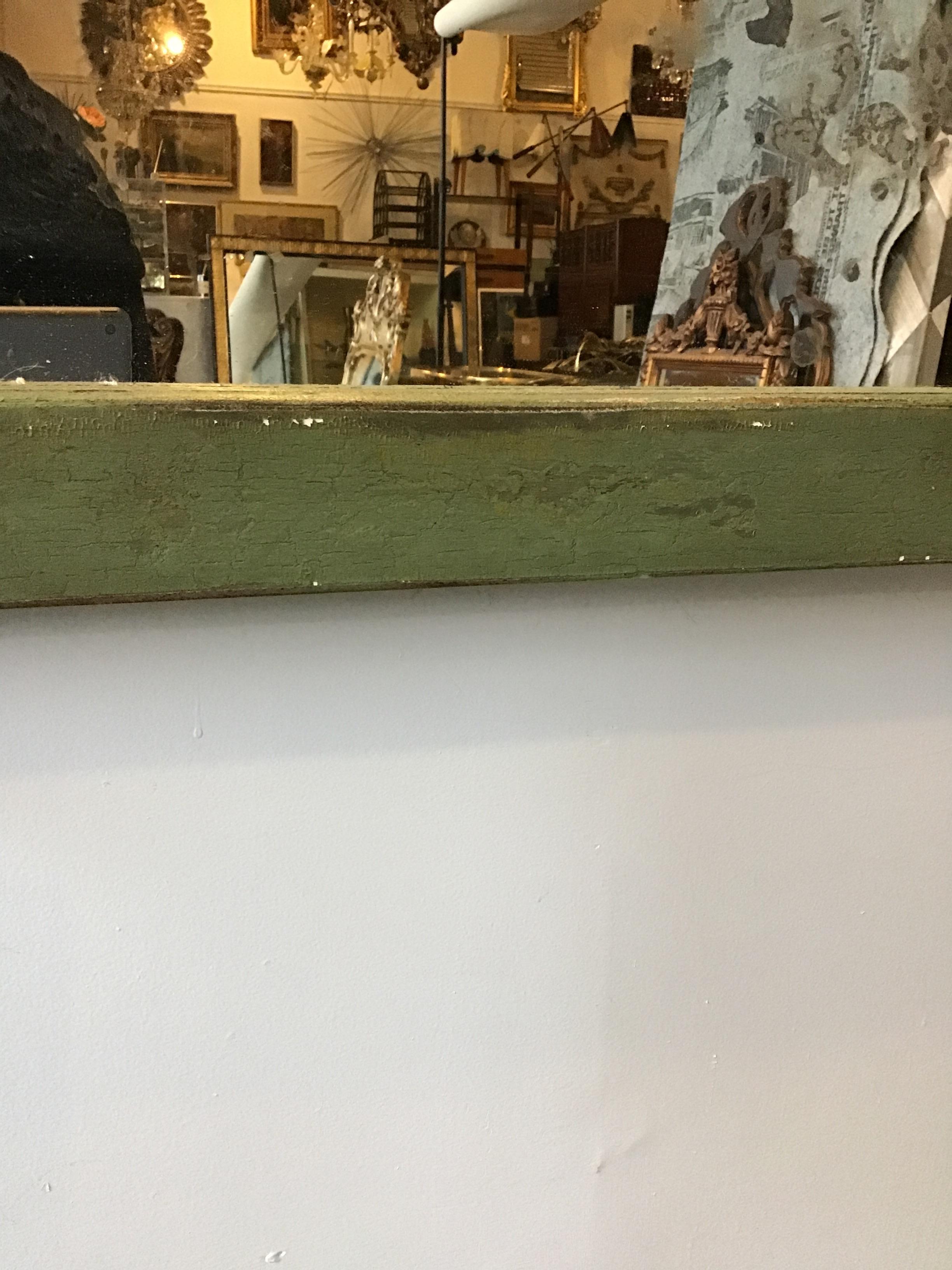 1950s French Green Trumeau Mirror With Gilt Accents 3