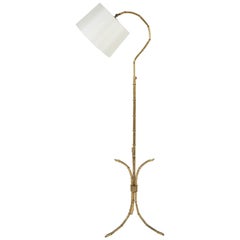 1950s Gilt Iron Bamboo Floor Lamp