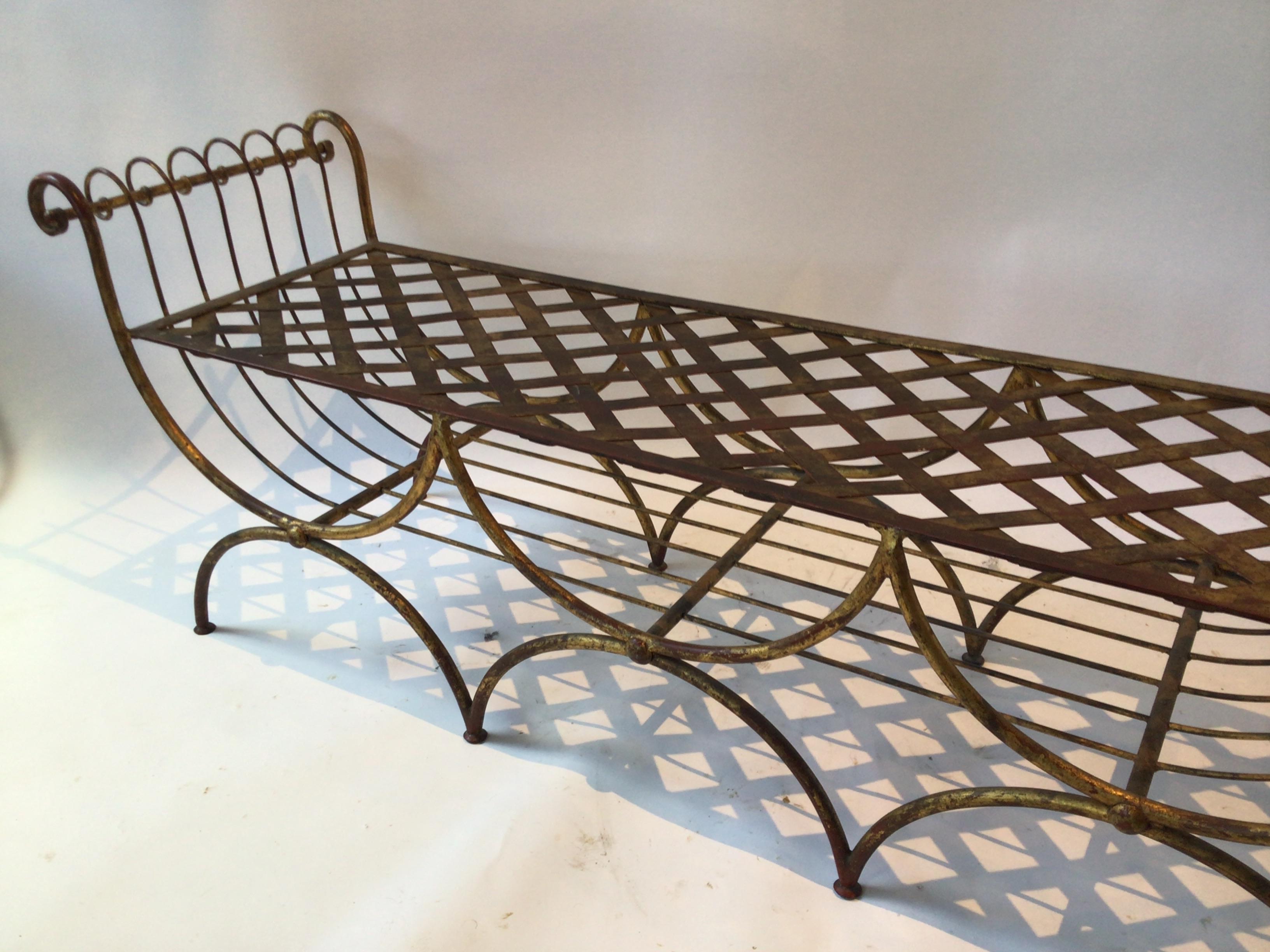 1950s Gilt Iron Italian Long Bench In Good Condition In Tarrytown, NY