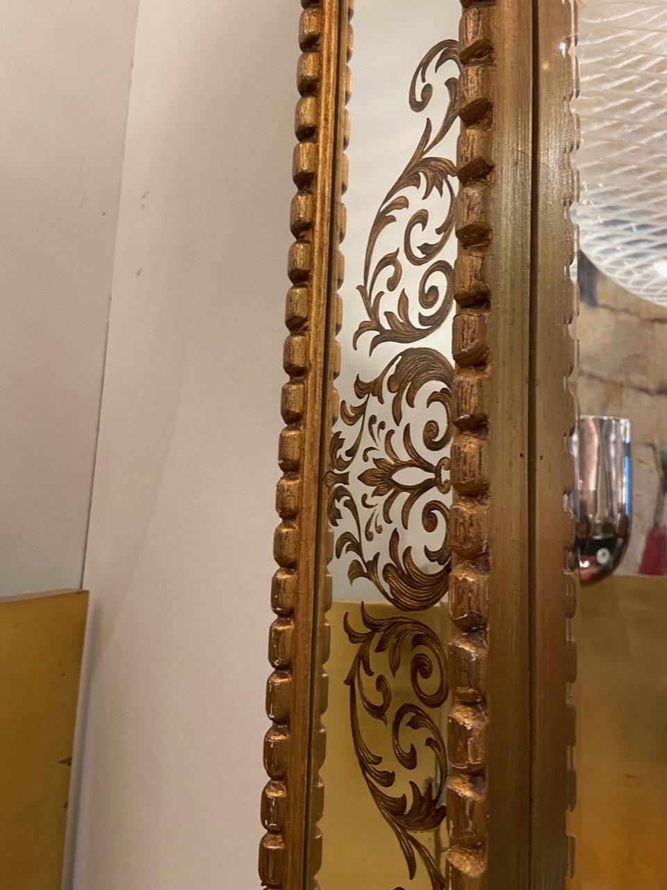 Large 1950's Gilt Wood Decorated French Mirror In Good Condition For Sale In London, GB
