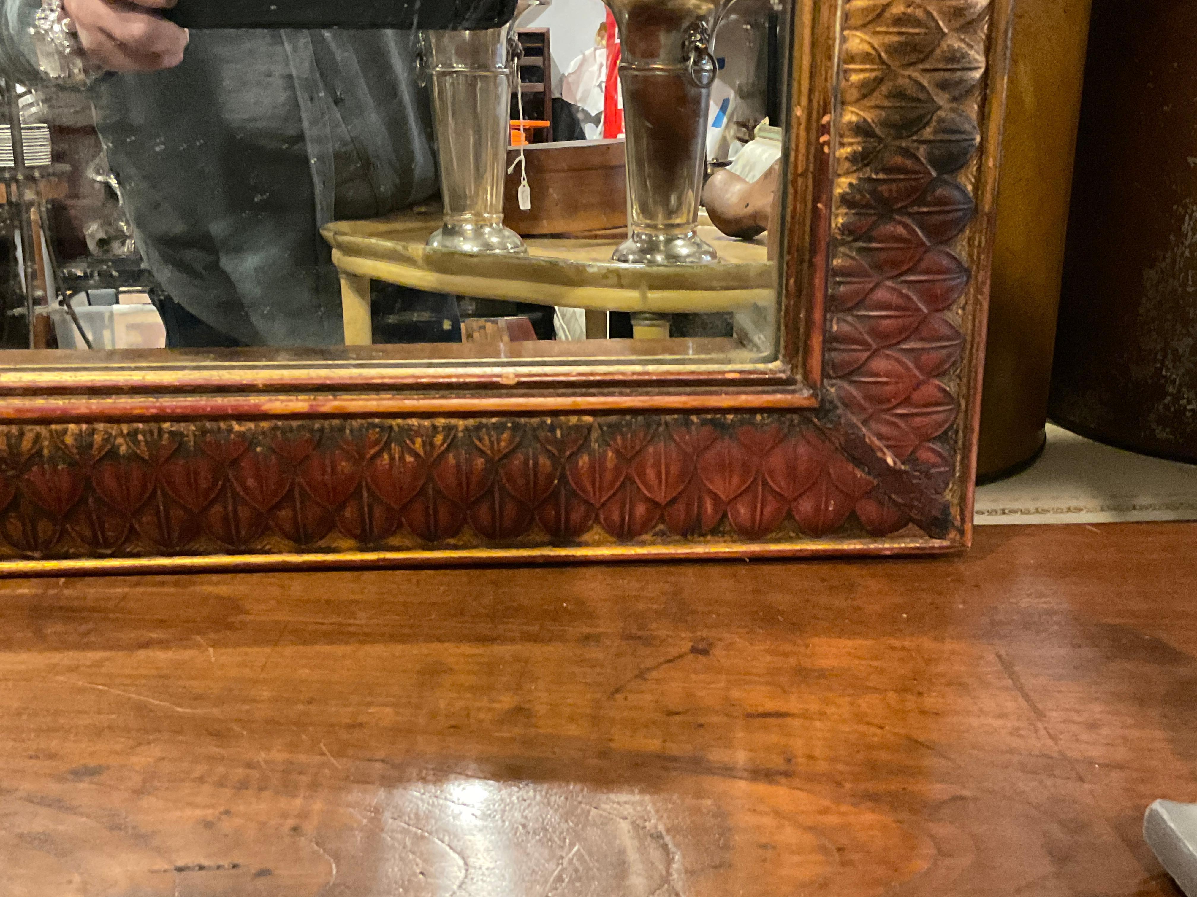 1950s Gilt Wood Mirror with Leaf Pattern by D. Milch & Son For Sale 4