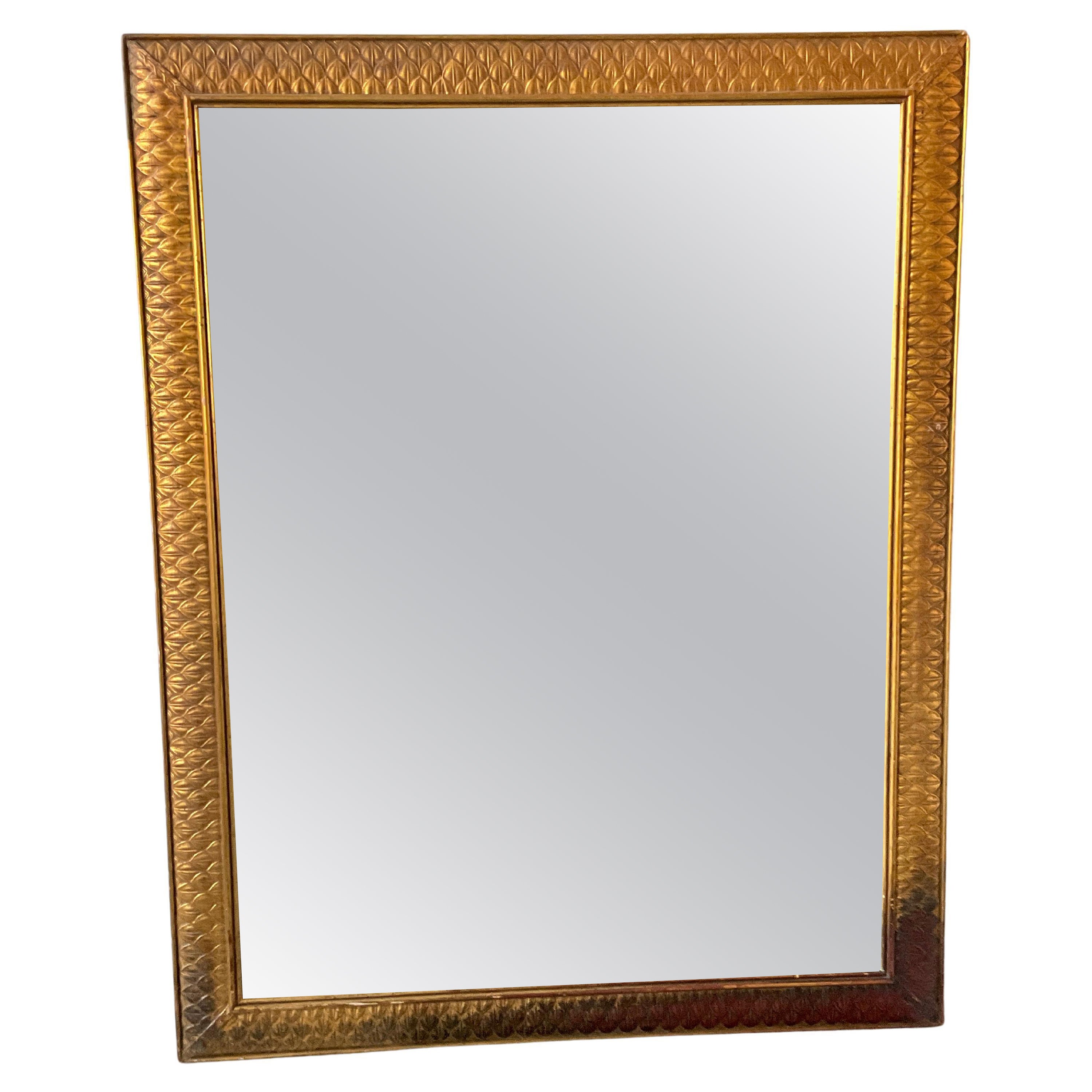 1950s Gilt Wood Mirror with Leaf Pattern by D. Milch & Son