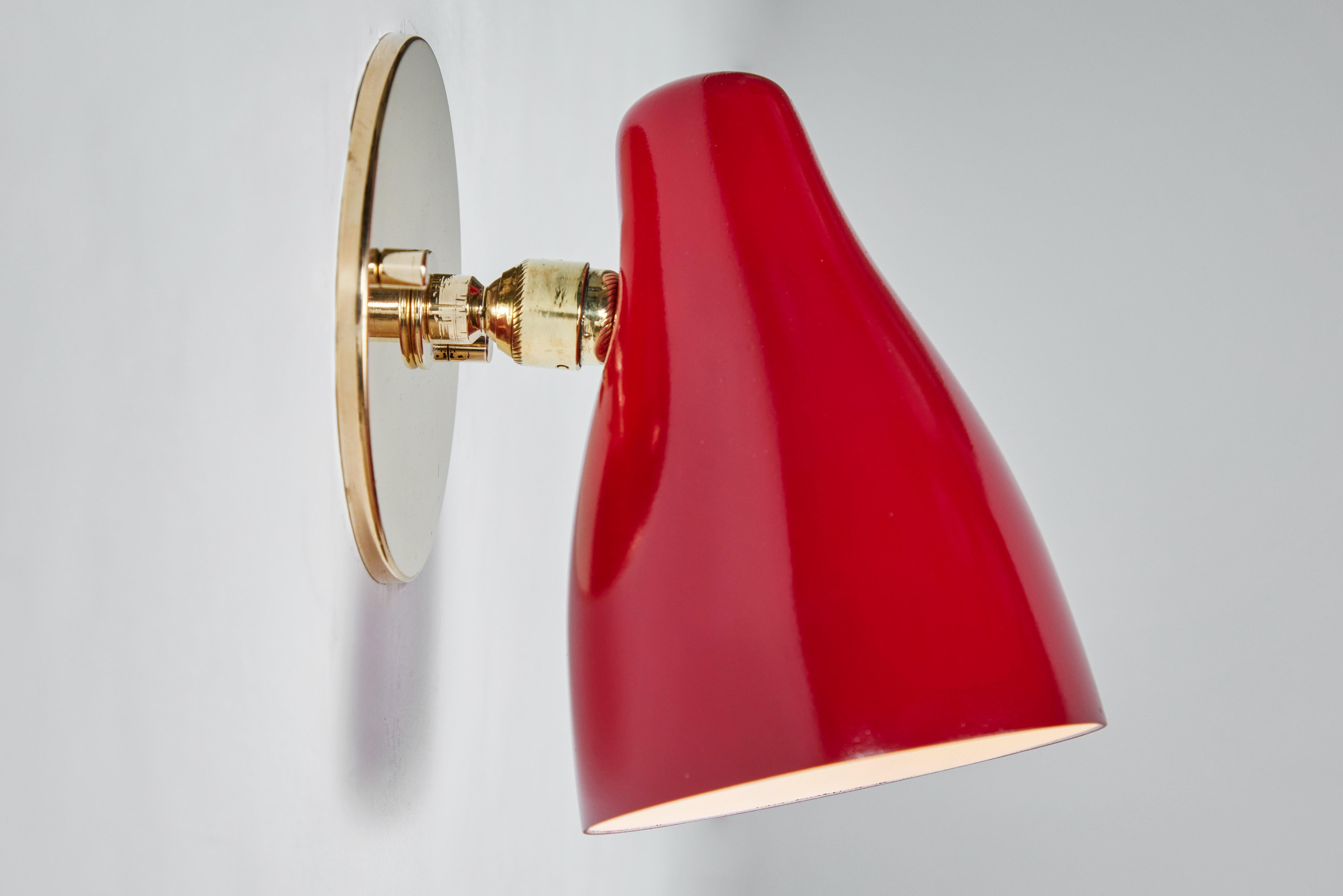 Painted 1950s Gino Sarfatti Articulating Red Wall Lamp for Arteluce
