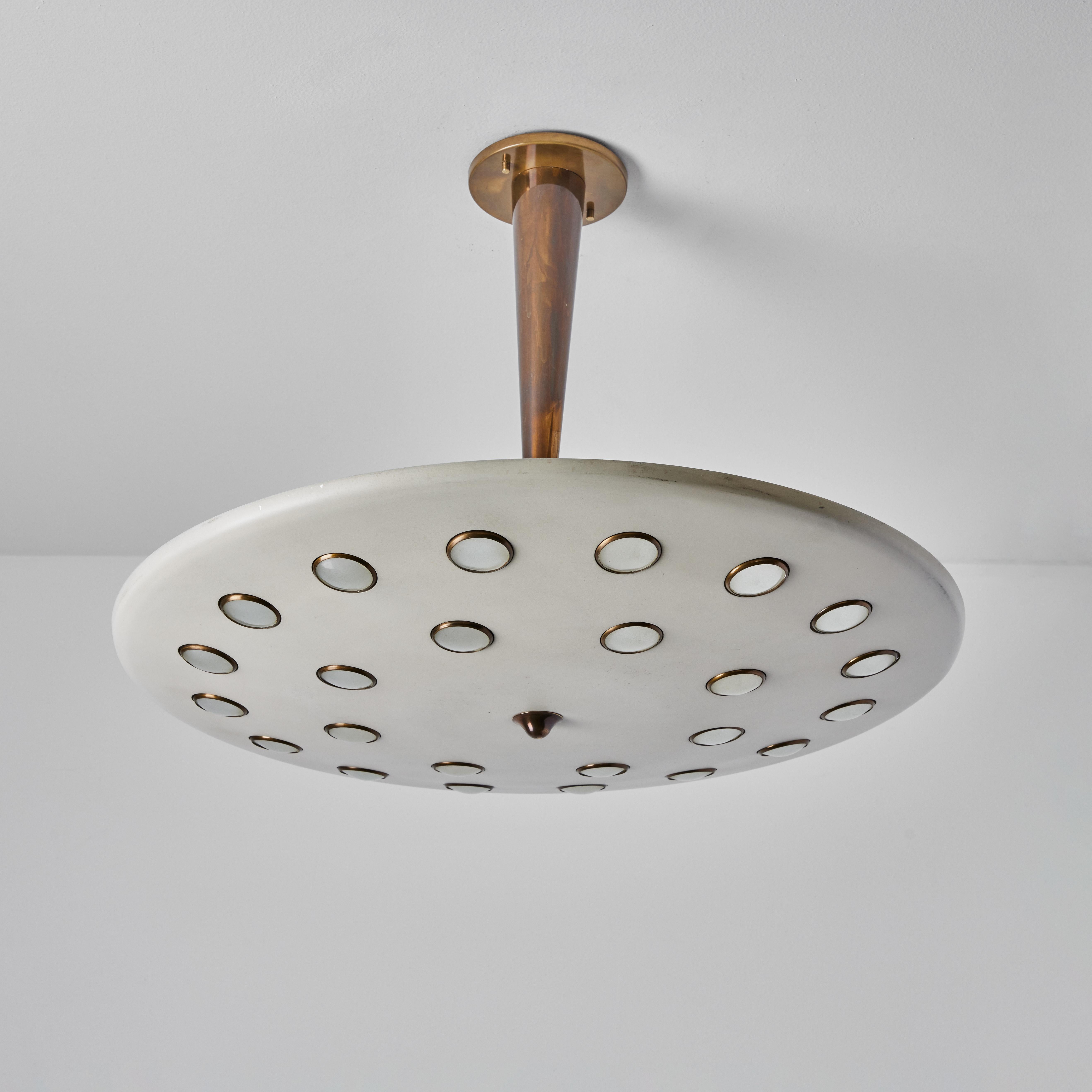 Mid-Century Modern 1950s Gino Sarfatti Metal & Glass Circular Ceiling Lamp for Arteluce