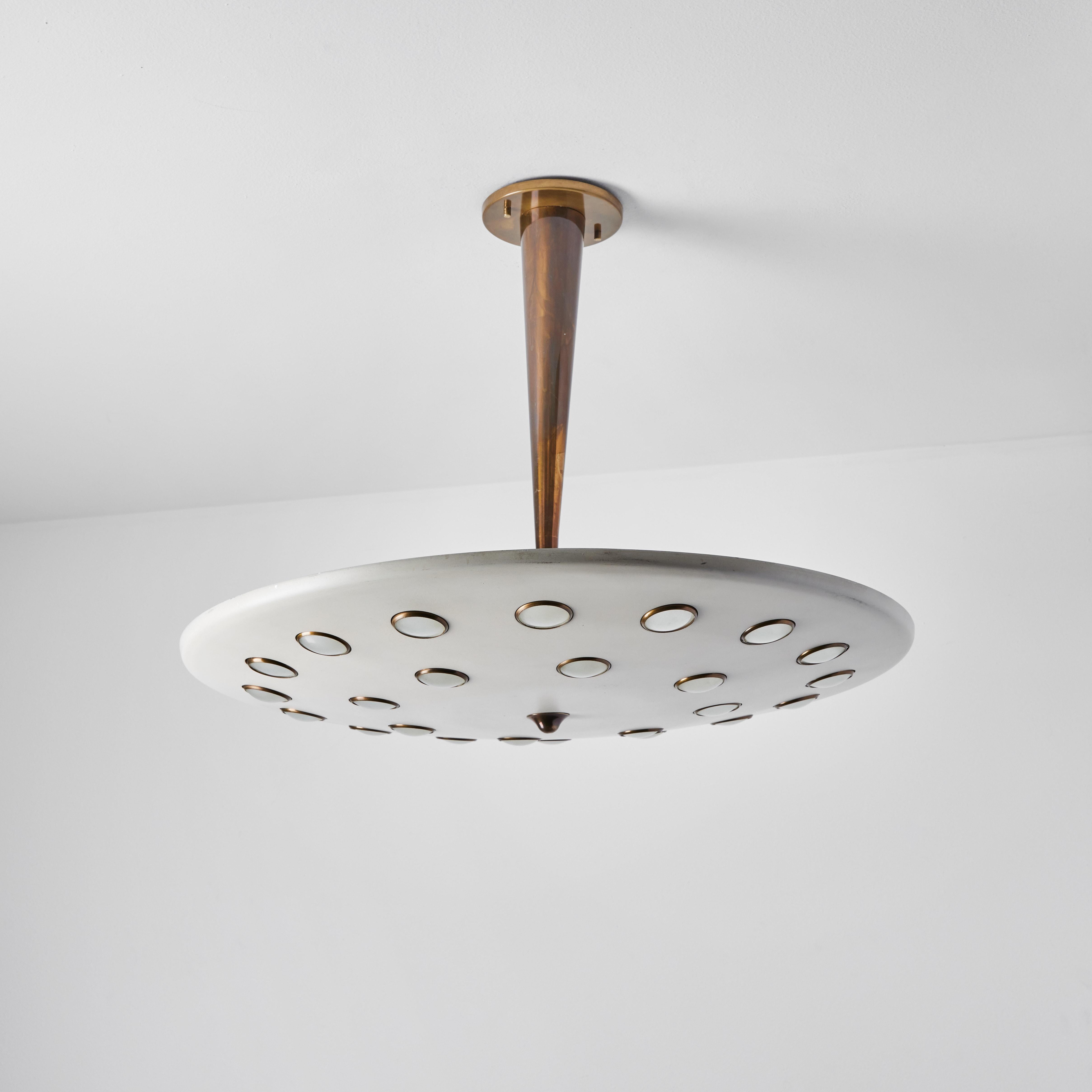Painted 1950s Gino Sarfatti Metal & Glass Circular Ceiling Lamp for Arteluce