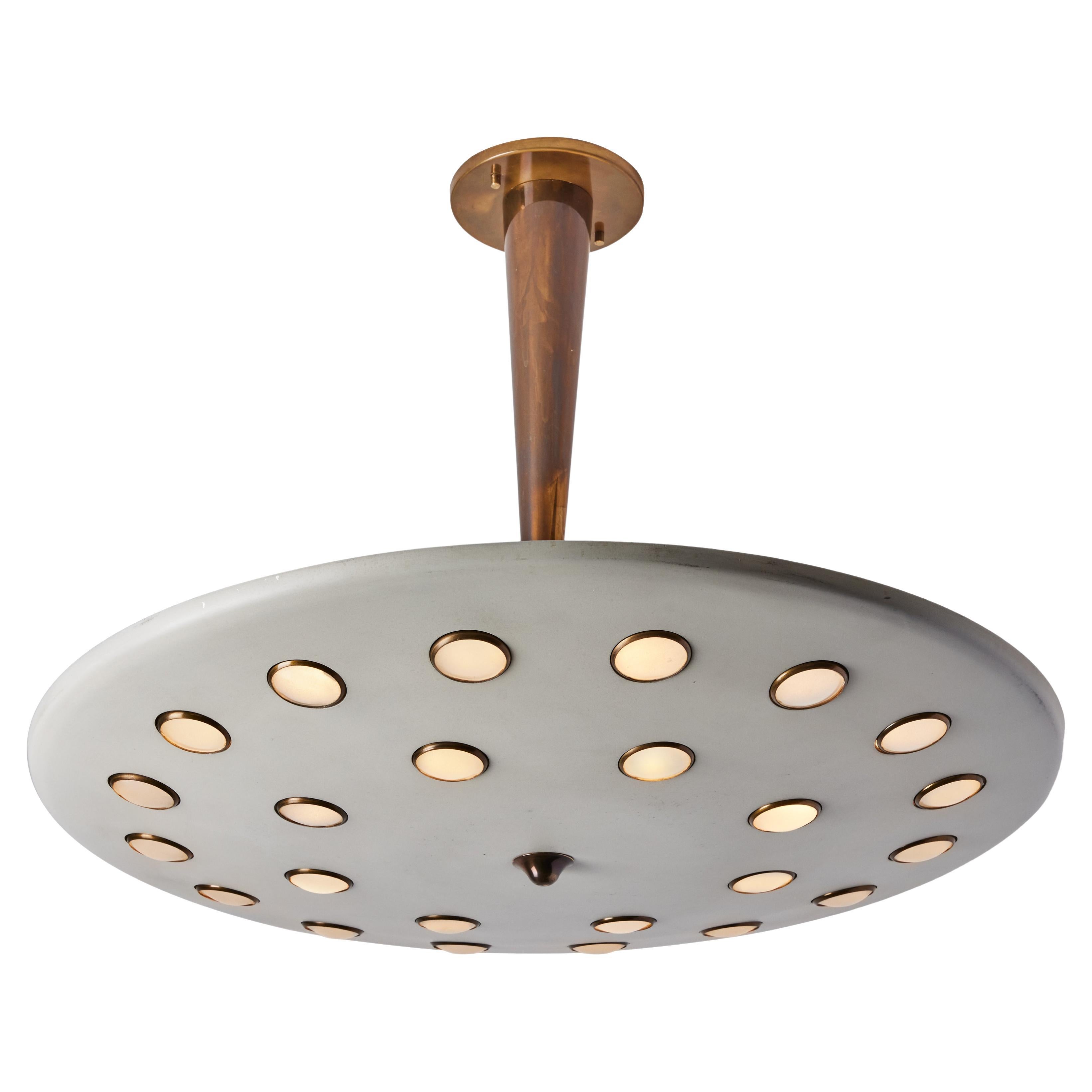 1950s Gino Sarfatti Metal & Glass Circular Ceiling Lamp for Arteluce