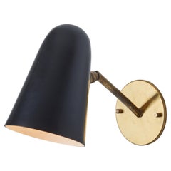 1950s Gino Sarfatti Model #27 Black Metal 
Brass Sconce for Arteluce