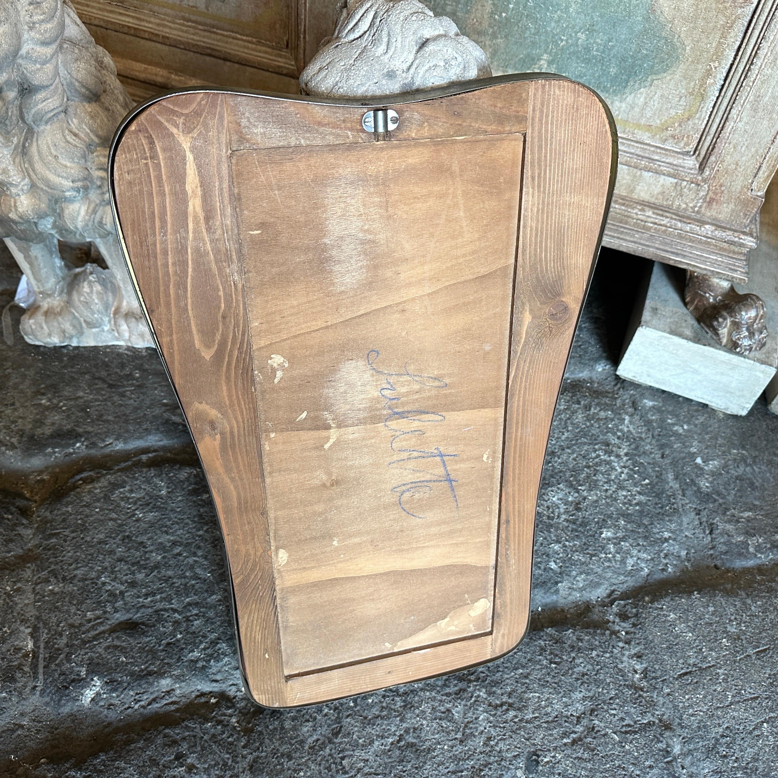 1950s Gio Ponti Attributable Mid-Century Modern Brass Italian Wall Mirror 7