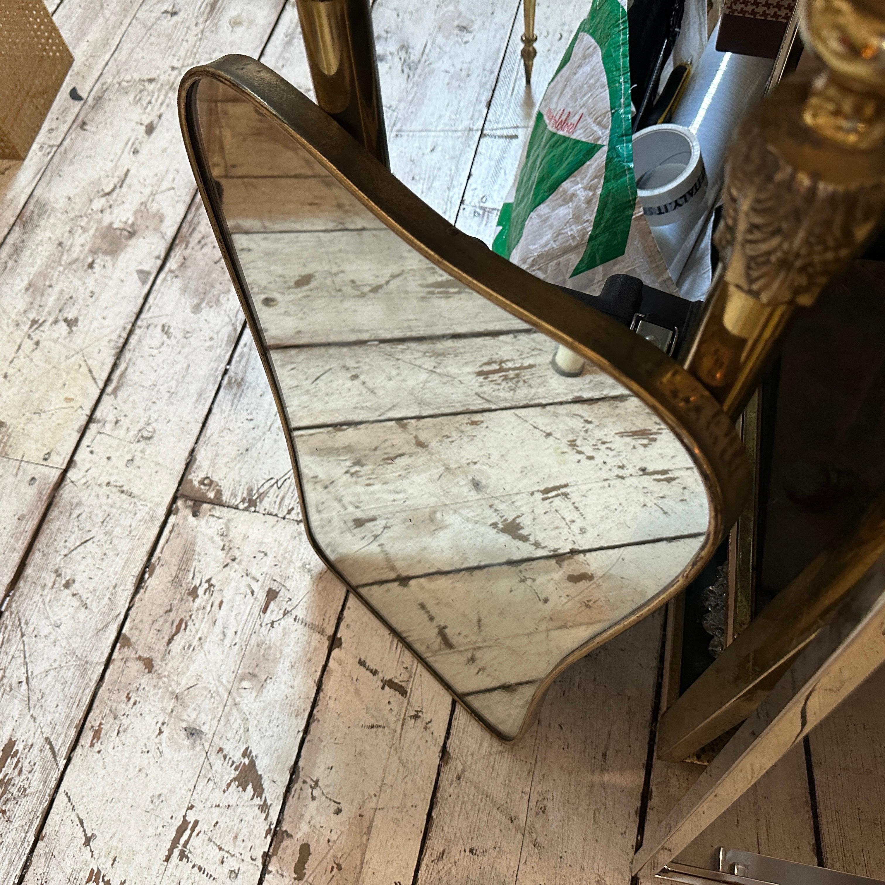 1950s Gio Ponti Attributable Mid-Century Modern Brass Italian Wall Mirror 8