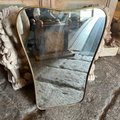 1950s Gio Ponti Attributable Mid-Century Modern Brass Italian Wall Mirror