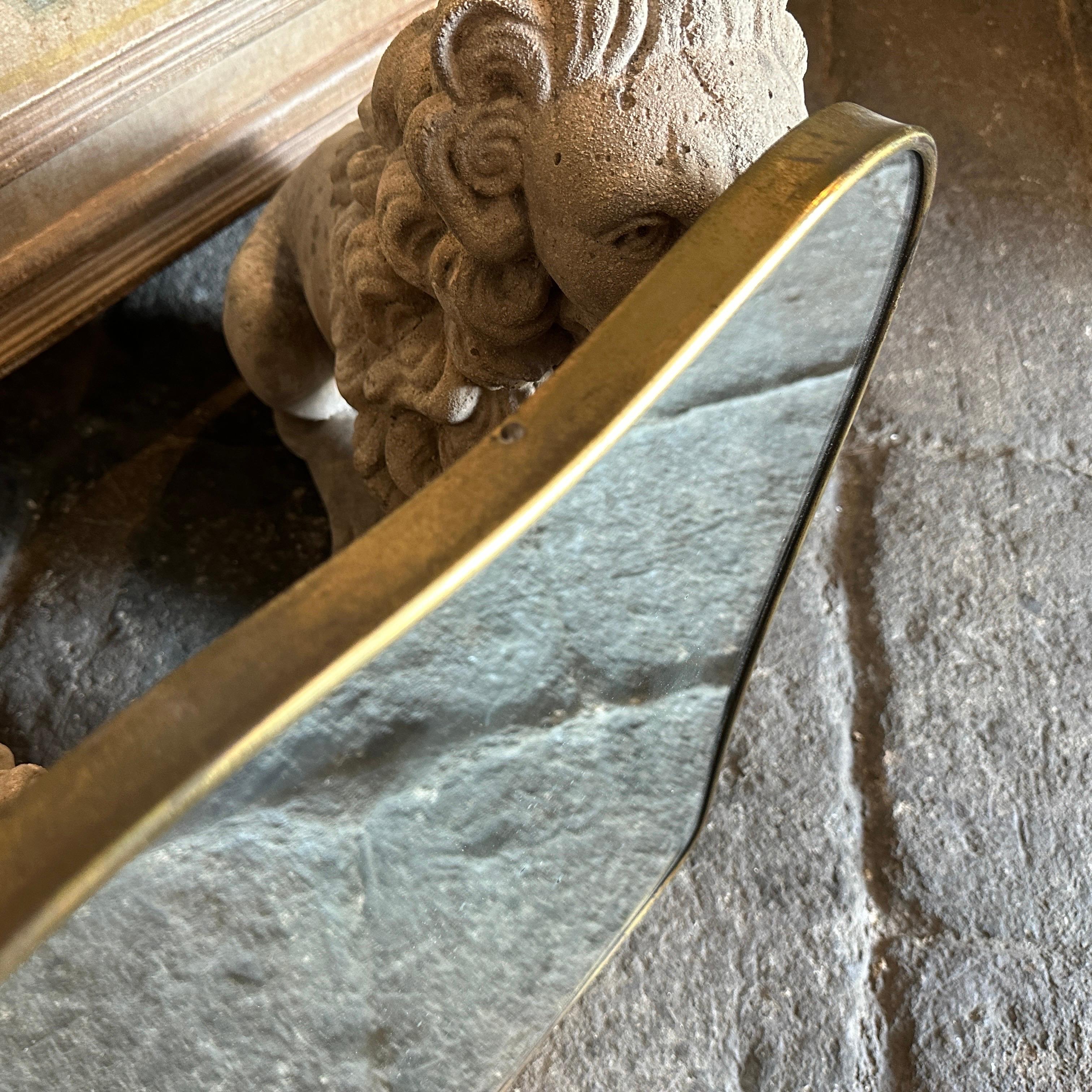 Hand-Crafted 1950s Gio Ponti Attributable Mid-Century Modern Brass Italian Wall Mirror
