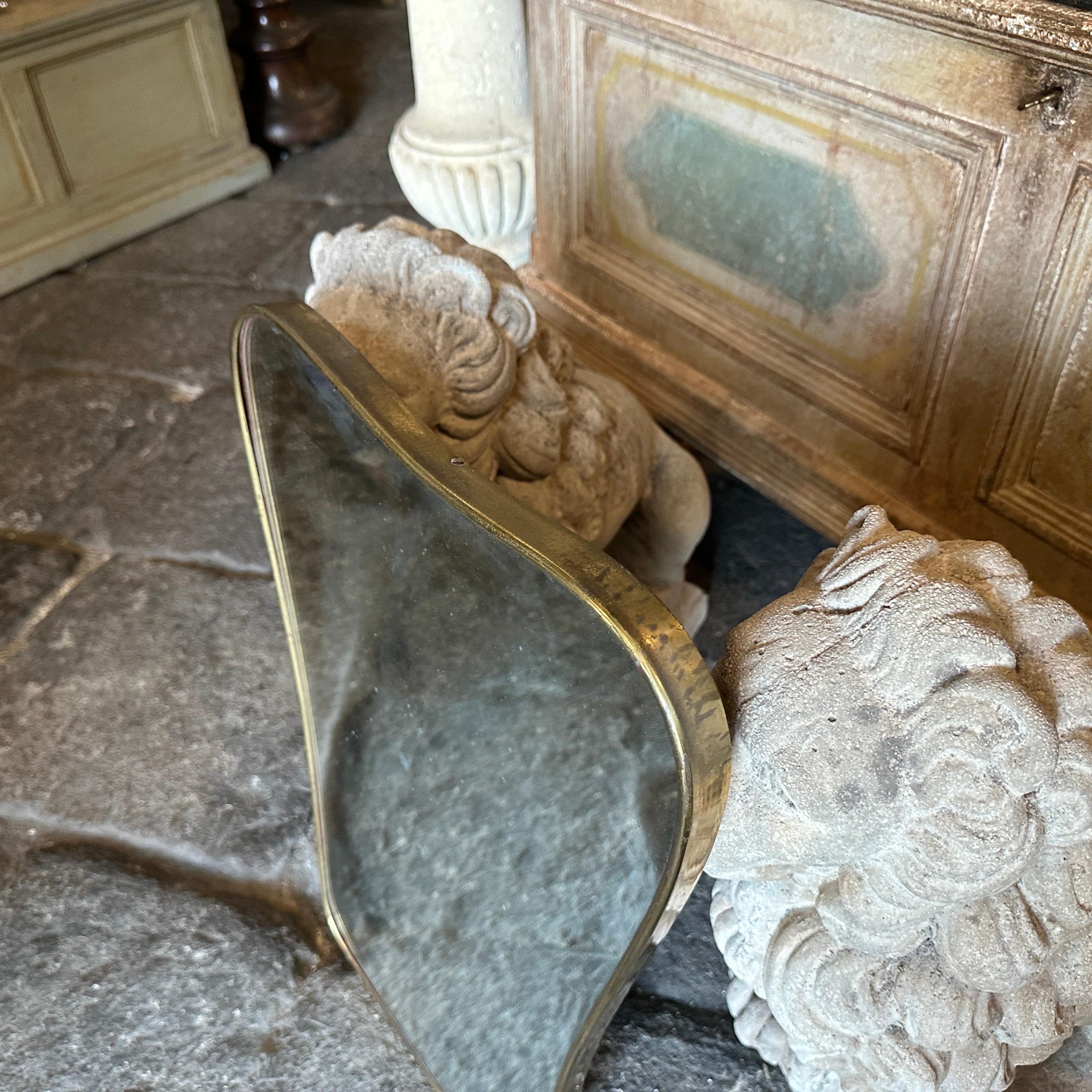 1950s Gio Ponti Attributable Mid-Century Modern Brass Italian Wall Mirror In Good Condition In Aci Castello, IT