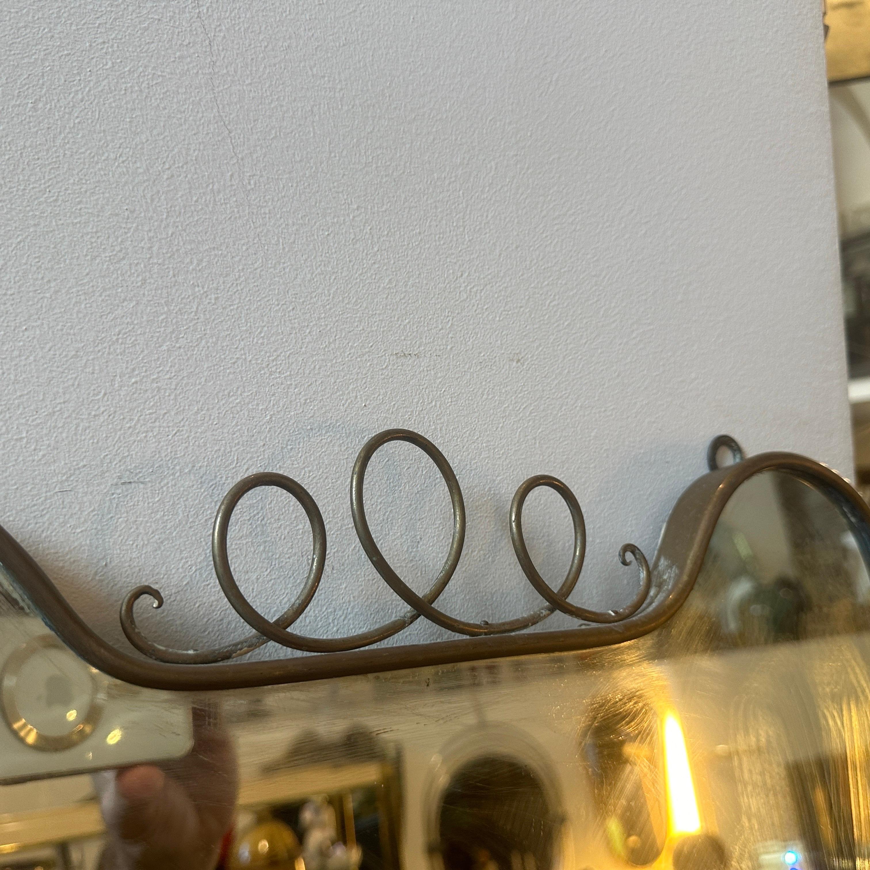 1950s Gio Ponti Style Mid-Century Modern Brass Italian Wall Mirror 4