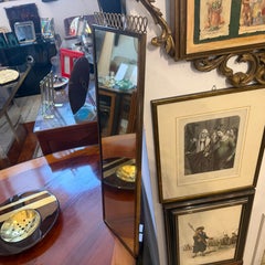 1950s Gio Ponti Style Mid-Century Modern Brass Rectangular Wall Mirror