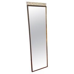 1950s Gio Ponti Style Mid-Century Modern Brass Rectangular Wall Mirror