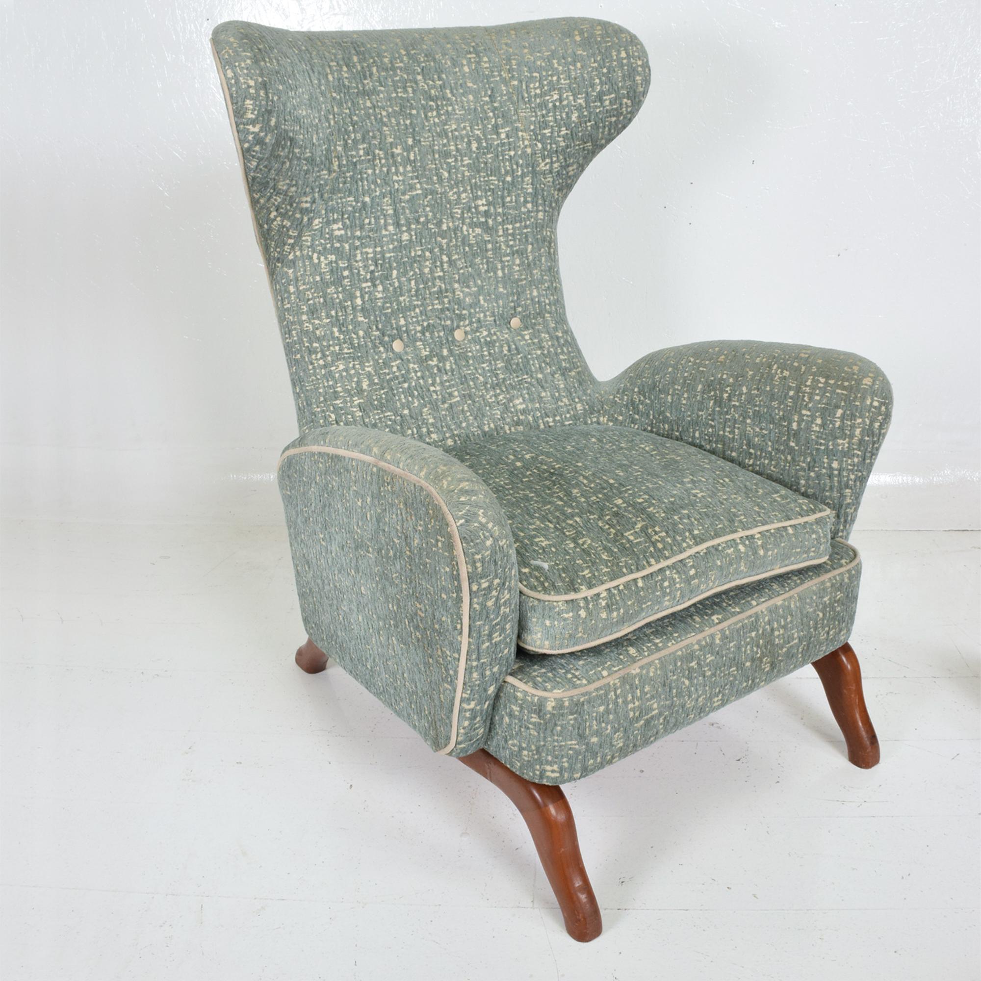 Fabric 1950s Gio Ponti & Carlo Molino High Wingback Lounge Armchair Modern Italy