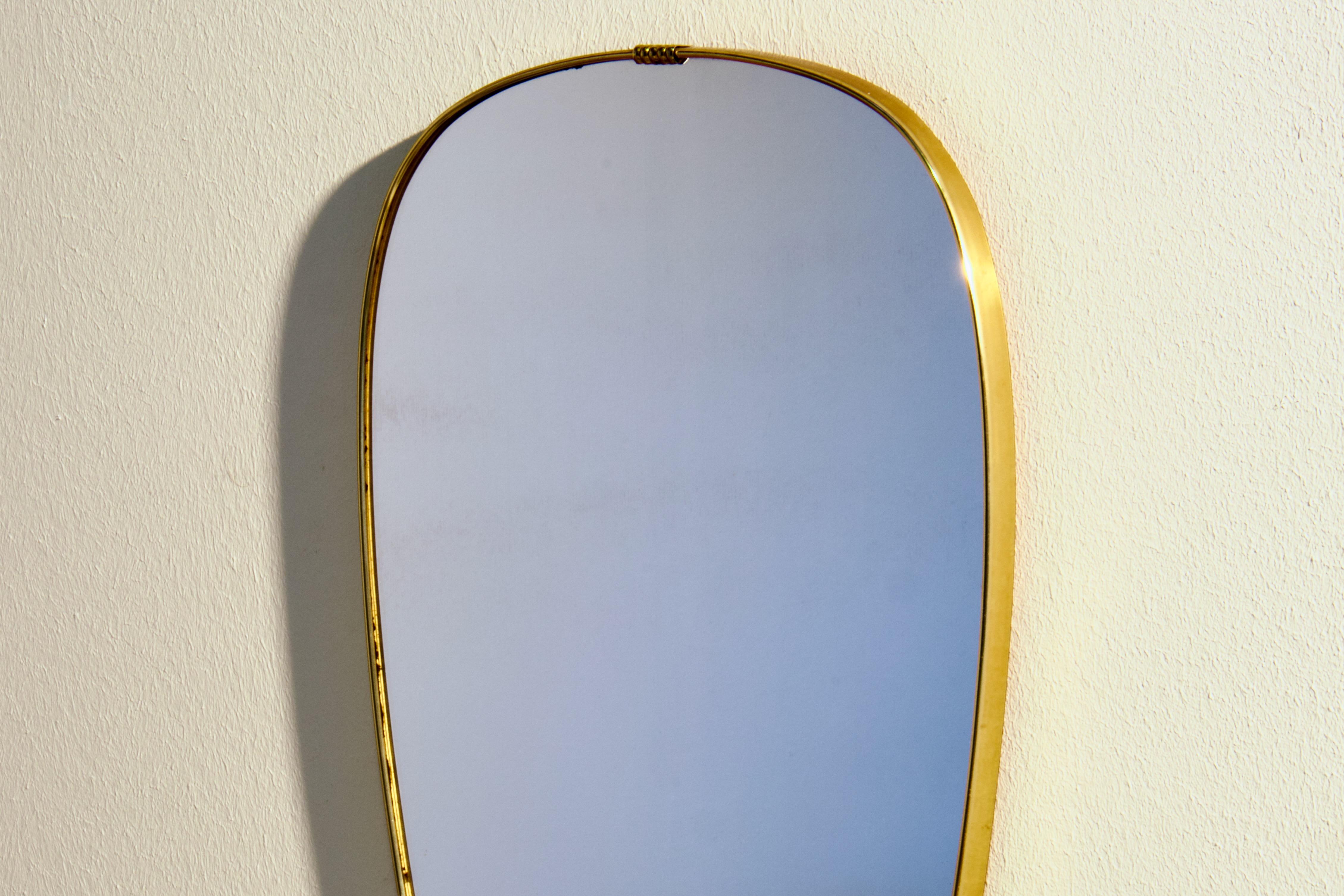 Mid-20th Century 1950s Gio Ponti Era Mid-Century Modern Italian Brass Wall Mirror