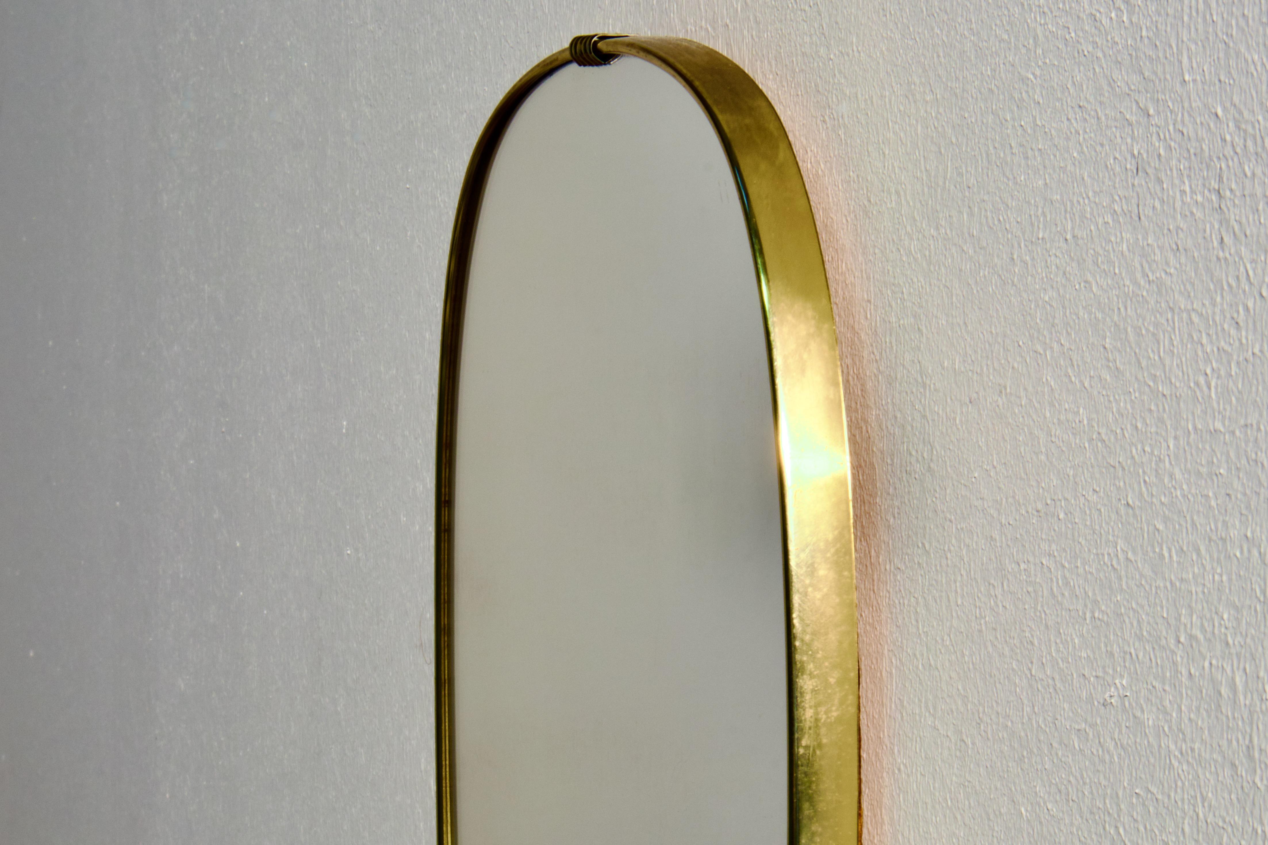 1950s Gio Ponti Era Mid-Century Modern Italian Brass Wall Mirror 1