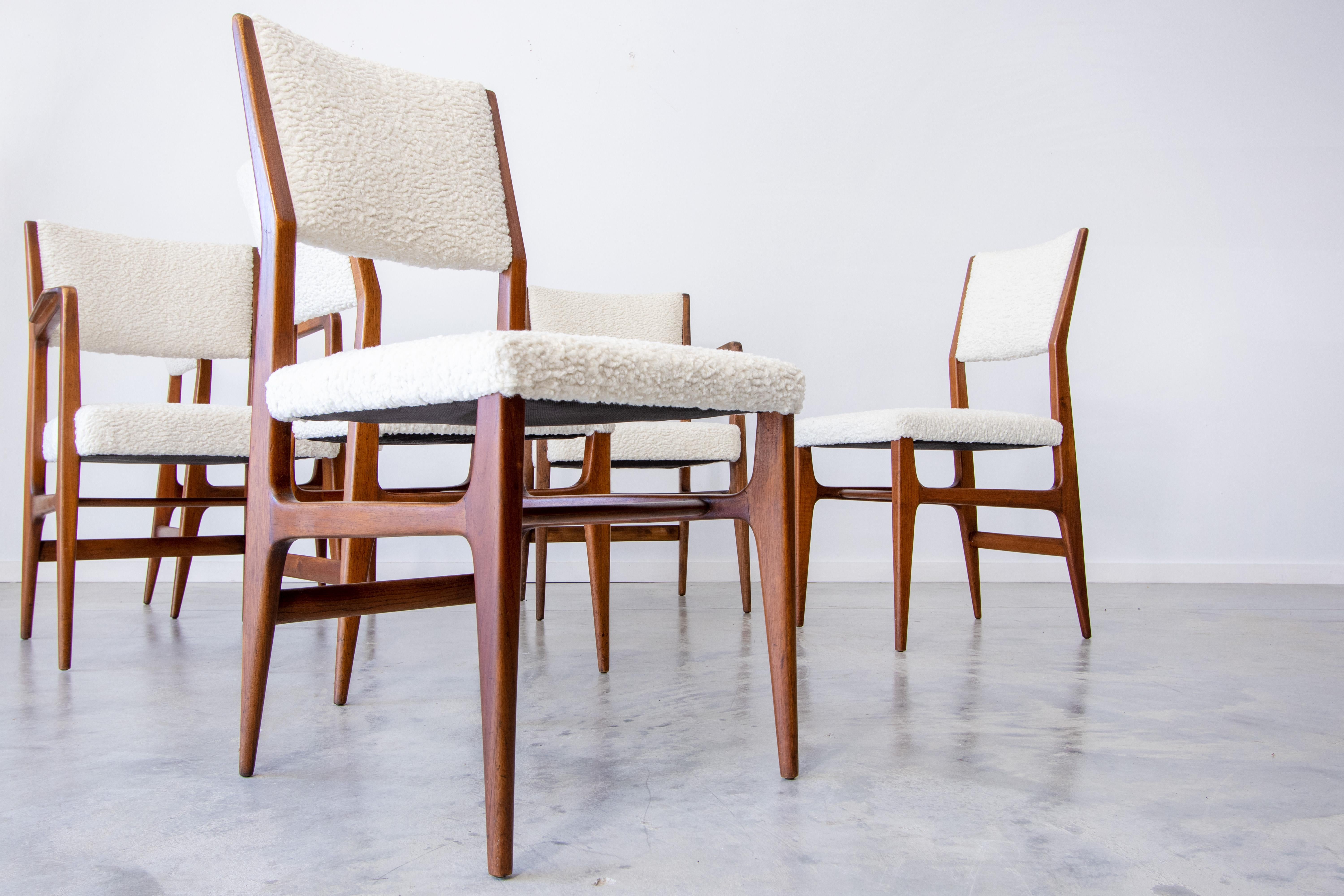 1950s Gio Ponti for Singer Sons Dining Chairs Set of 6 to Include 2