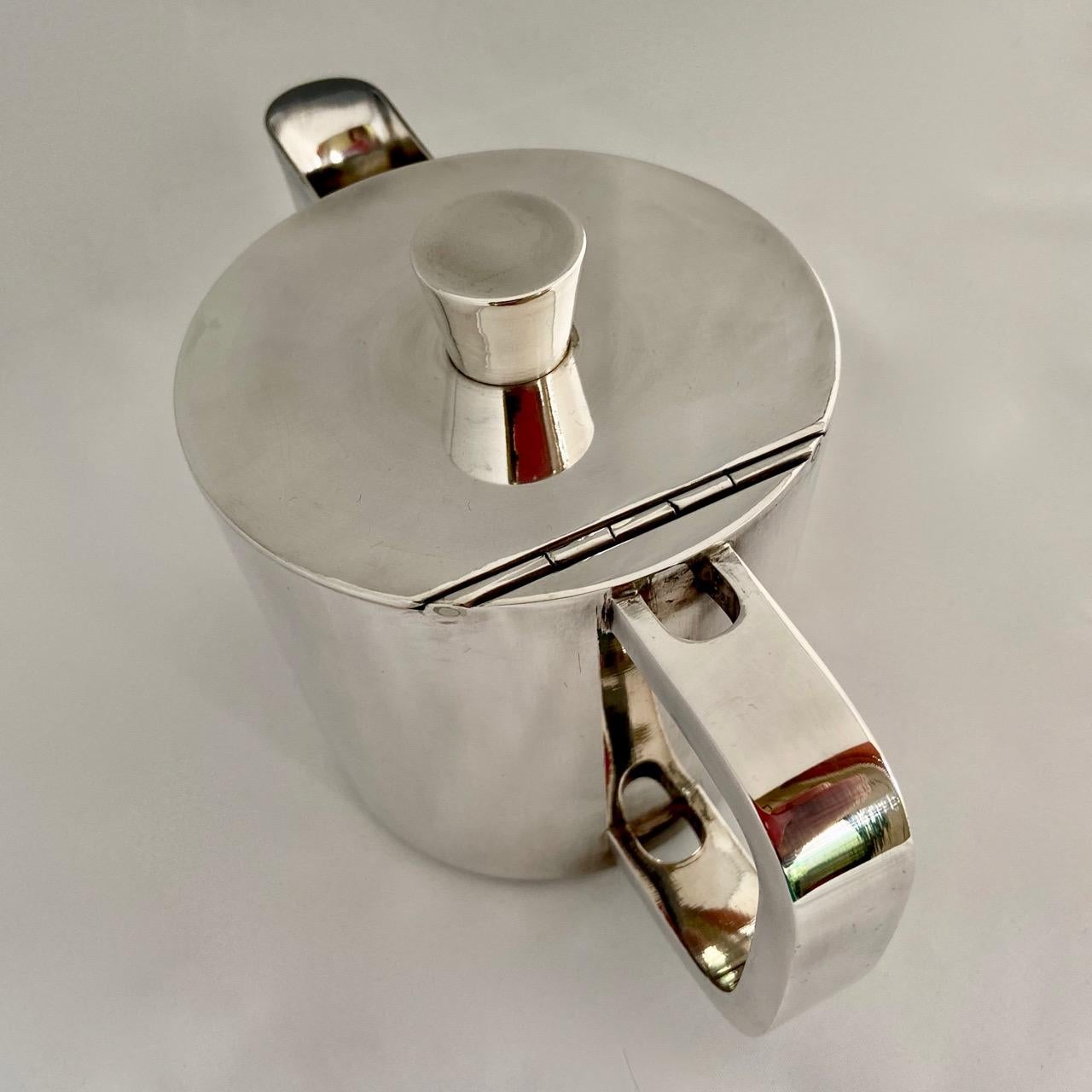 20th Century 1950's Gio Ponti silver plated coffee pot, a tiny dish & egg holder by A. Krupp For Sale