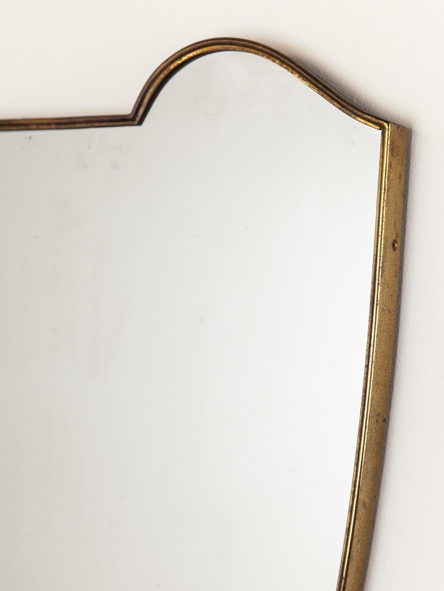 Mid-Century Modern 1950s Gio Ponti Style Brass Mirror, Italy For Sale