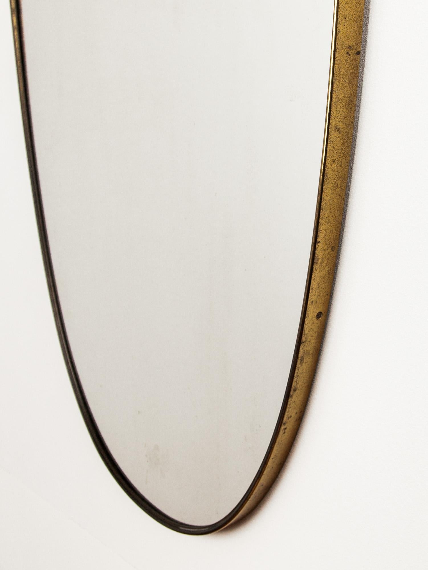 1950s Gio Ponti Style Brass Mirror, Italy In Good Condition For Sale In PRESTON, AU