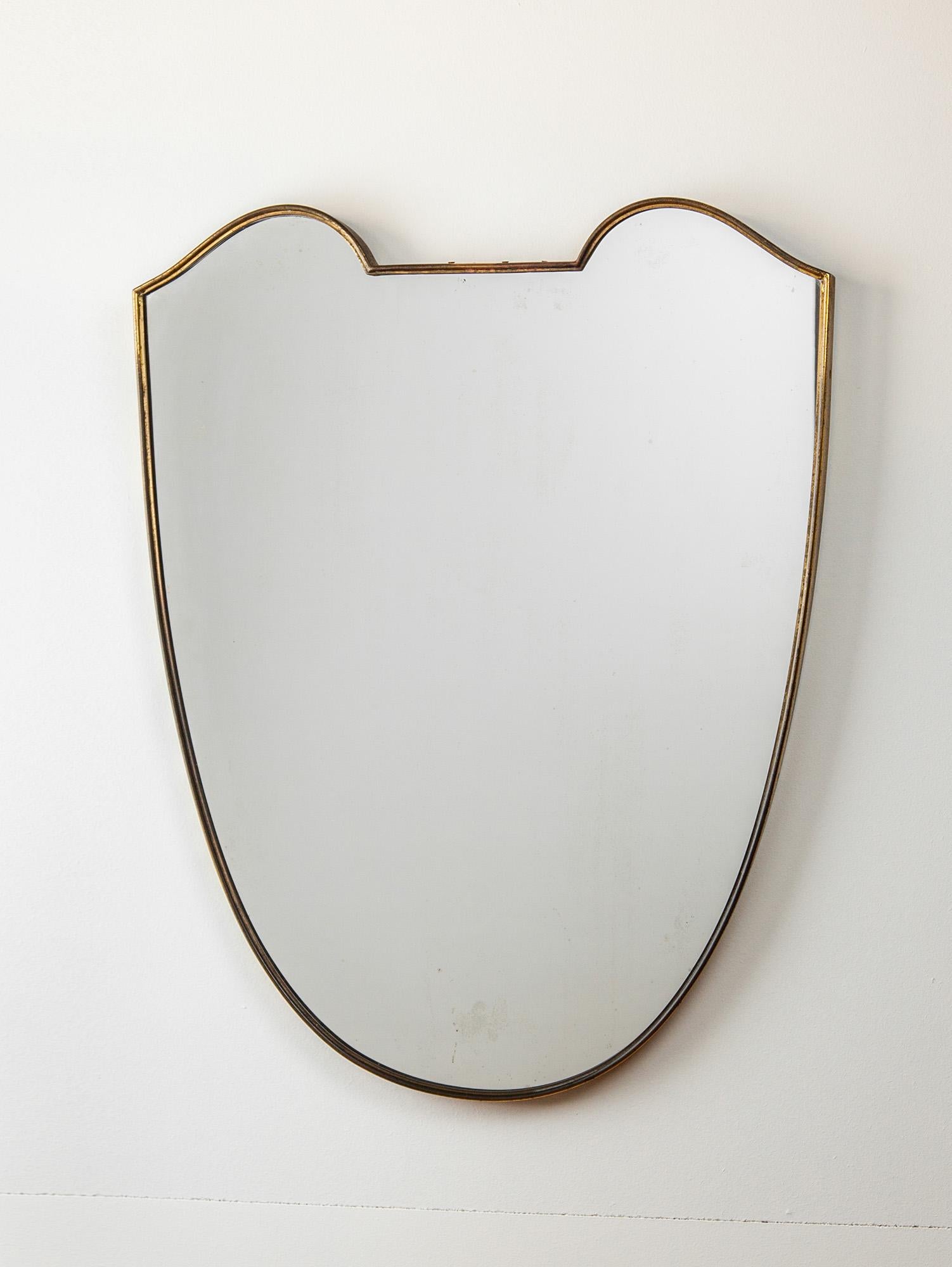 1950s Gio Ponti Style Brass Mirror, Italy For Sale 1