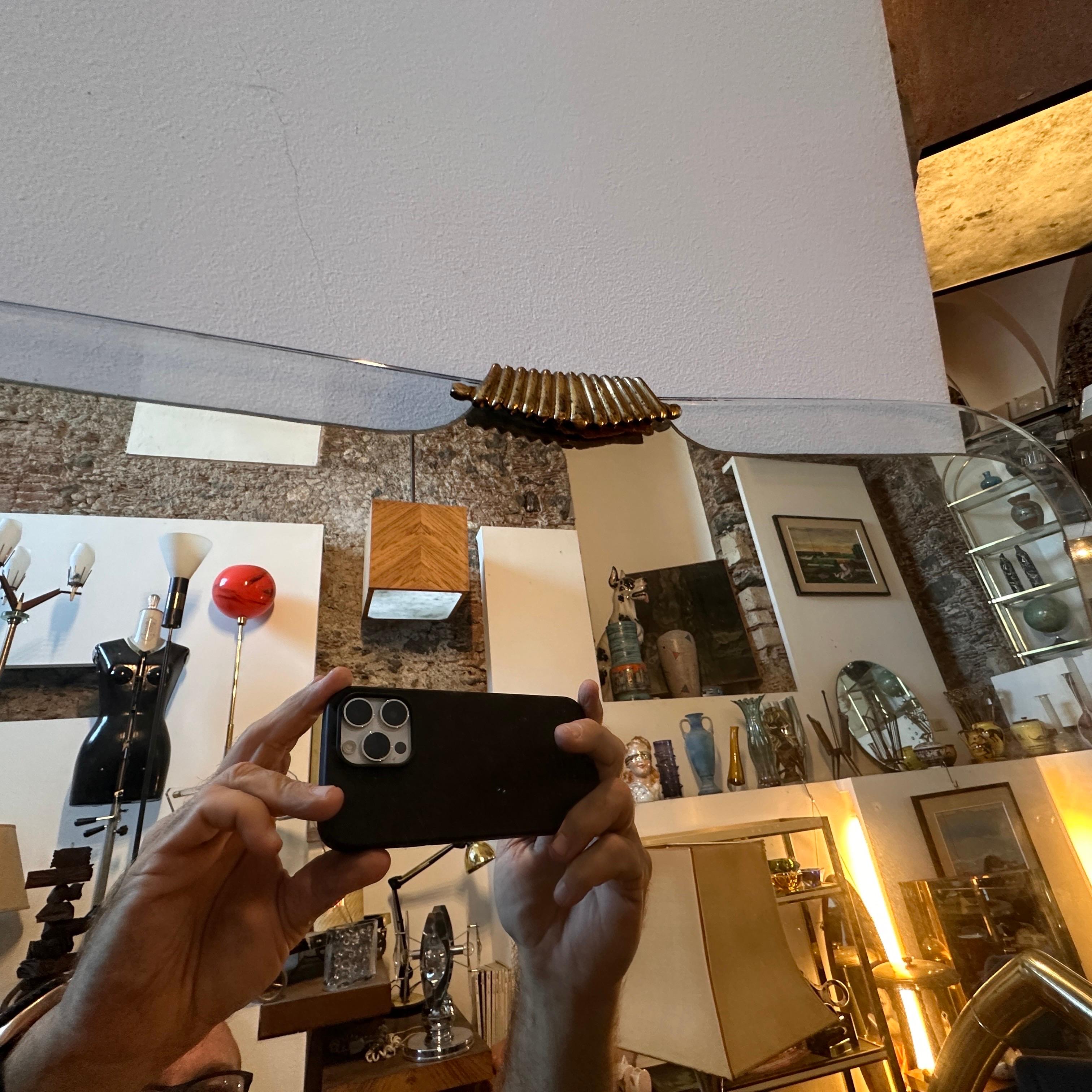 1950s Gio Ponti Style Mid-Century Modern Biscuit Shaped Italian Wall Mirror In Good Condition For Sale In Aci Castello, IT