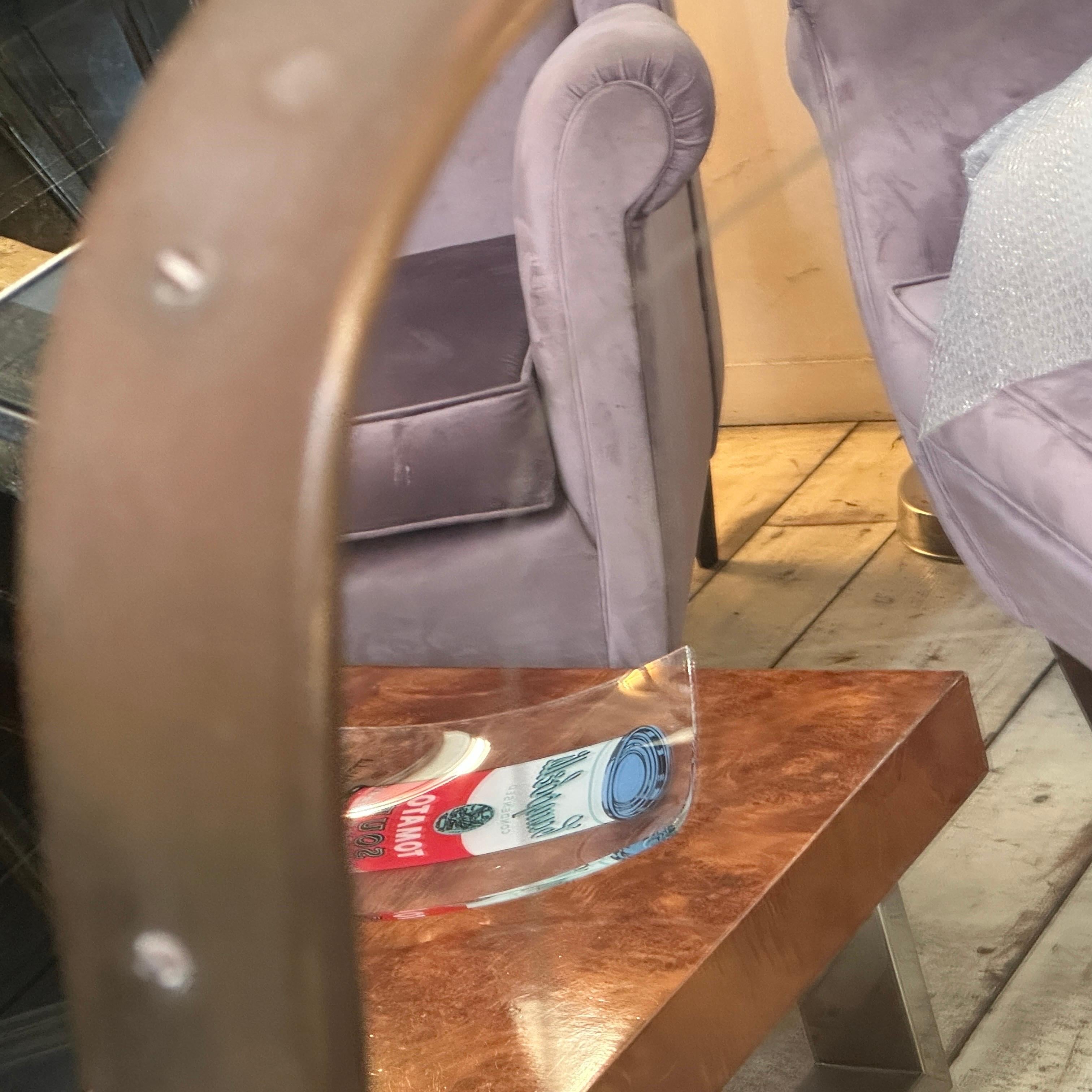 1950s Gio Ponti Style Mid-Century Modern Brass and Etched Glass Big Wall MIrror For Sale 2