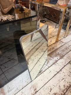 1950s Gio Ponti Style Mid-Century Modern Brass and Glass Biscuit Wall Mirror