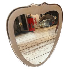 1950s gio Ponti Style Mid-century Modern Brass and Glass Italian Wall Mirror