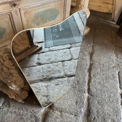 1950s Gio Ponti Style Mid-Century Modern Brass Biscuit Shaped Wall Mirror