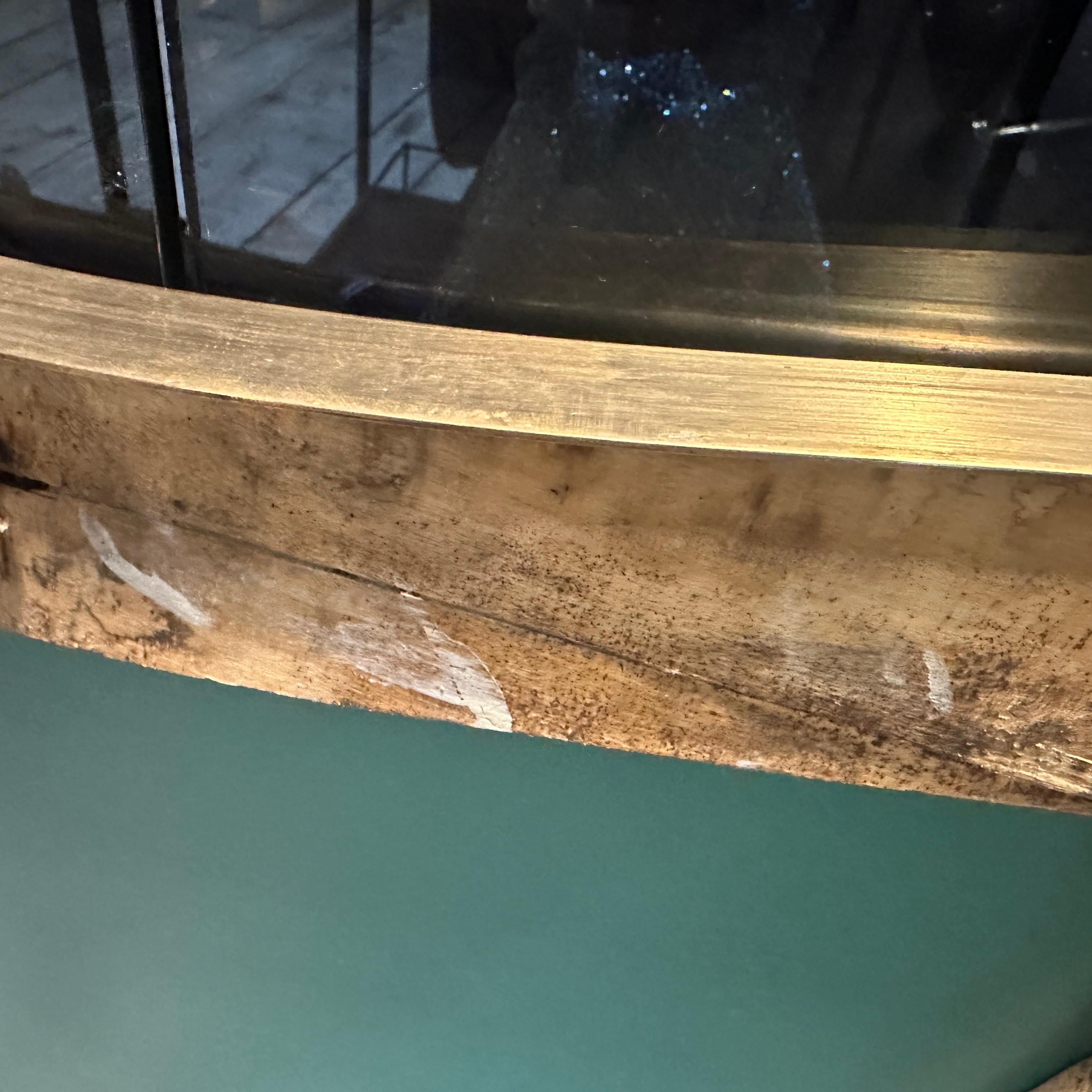 Espejo de pared en forma de galleta de latón de los años 50, estilo Gio Ponti, moderno de mediados de siglo Moderno de mediados de siglo en venta