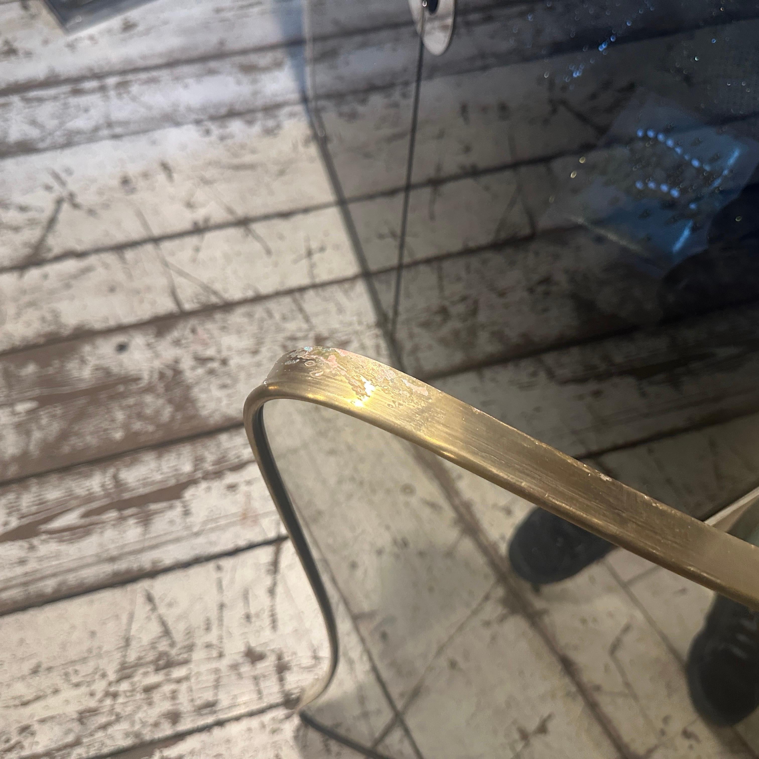 Espejo de pared en forma de galleta de latón de los años 50, estilo Gio Ponti, moderno de mediados de siglo Italiano en venta