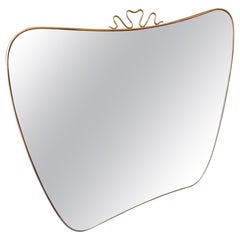 1950s Gio Ponti Style Mid-Century Modern Brass Italian Big Wall Mirror